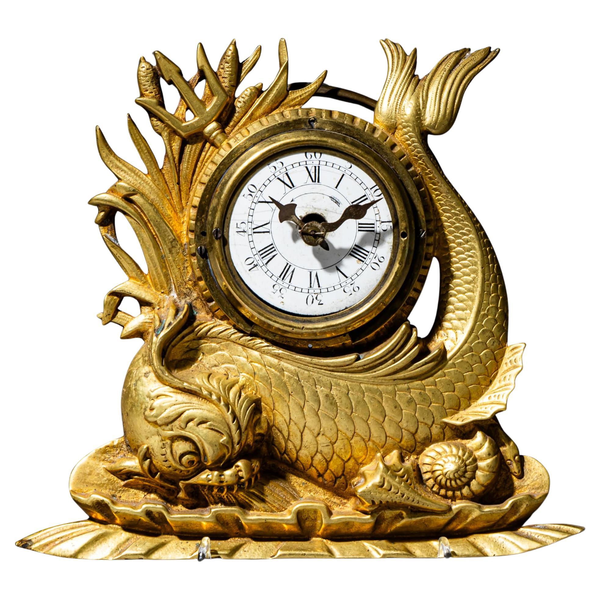 Table Clock with Dolphin, France, circa 1830 For Sale