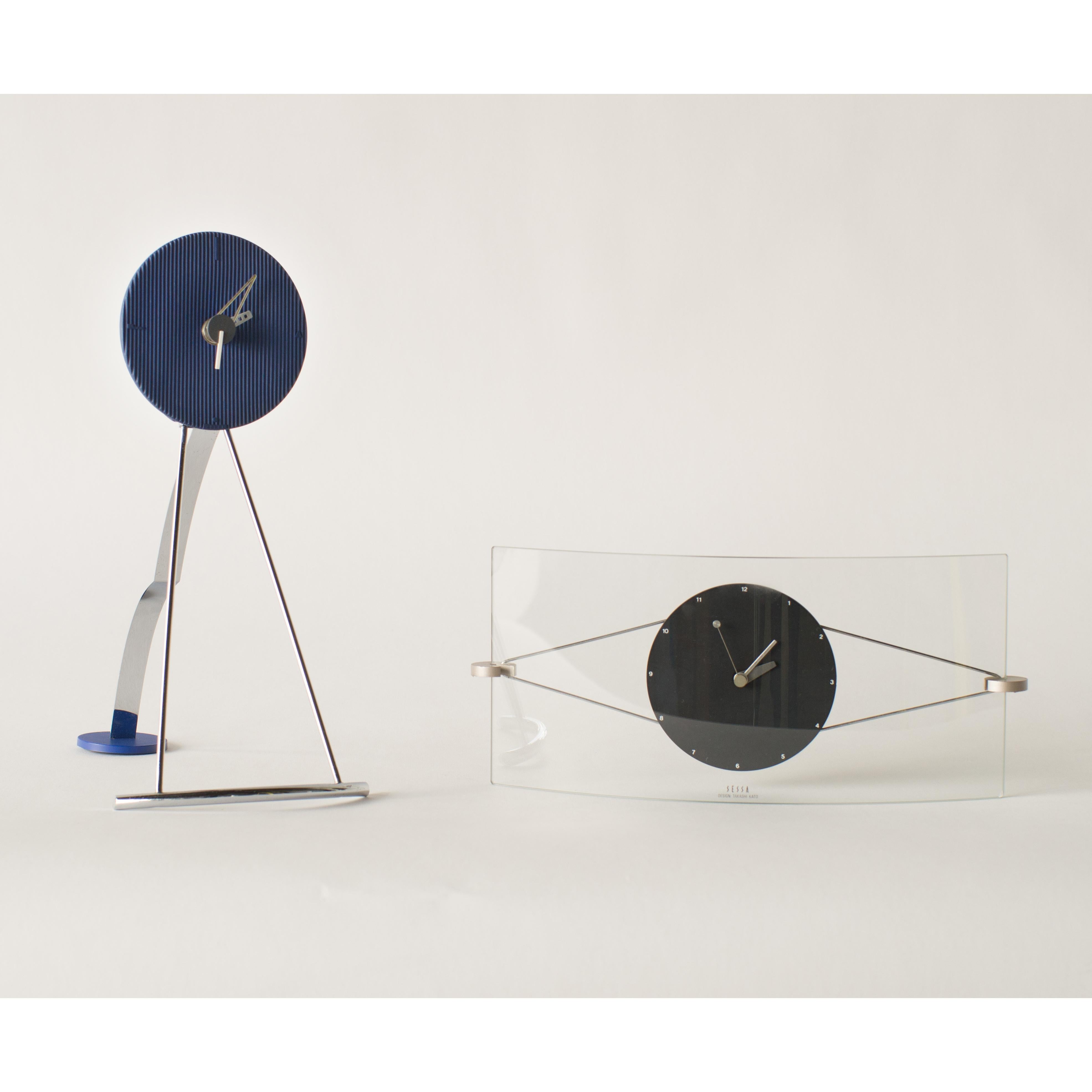 Steel Table Clock2 Takashi Kato Postmodern, 1980s Japanese Design