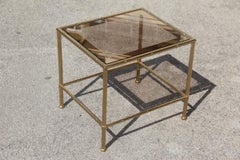 Table Coffee Brass Gold Mirror Glass Top Italian Design 1970s Bamboo Rod