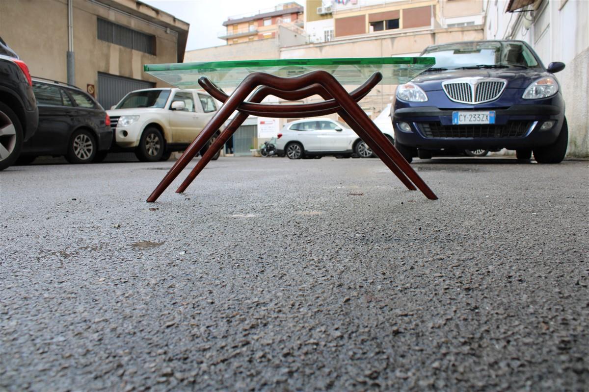 Tisch-Couchtisch mit Glasplatte und Fuß aus geschwungenem Mahagoniholz Fontana Arte, Mid-Century-Design im Angebot 10