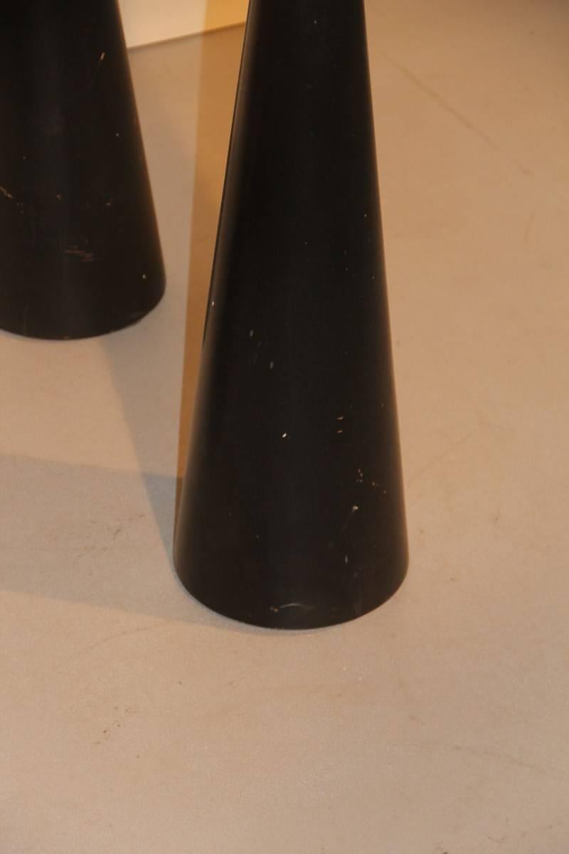 Table Coffee Italian Design 1980s Wood Black Conical  Form Top Glass Round  For Sale 2