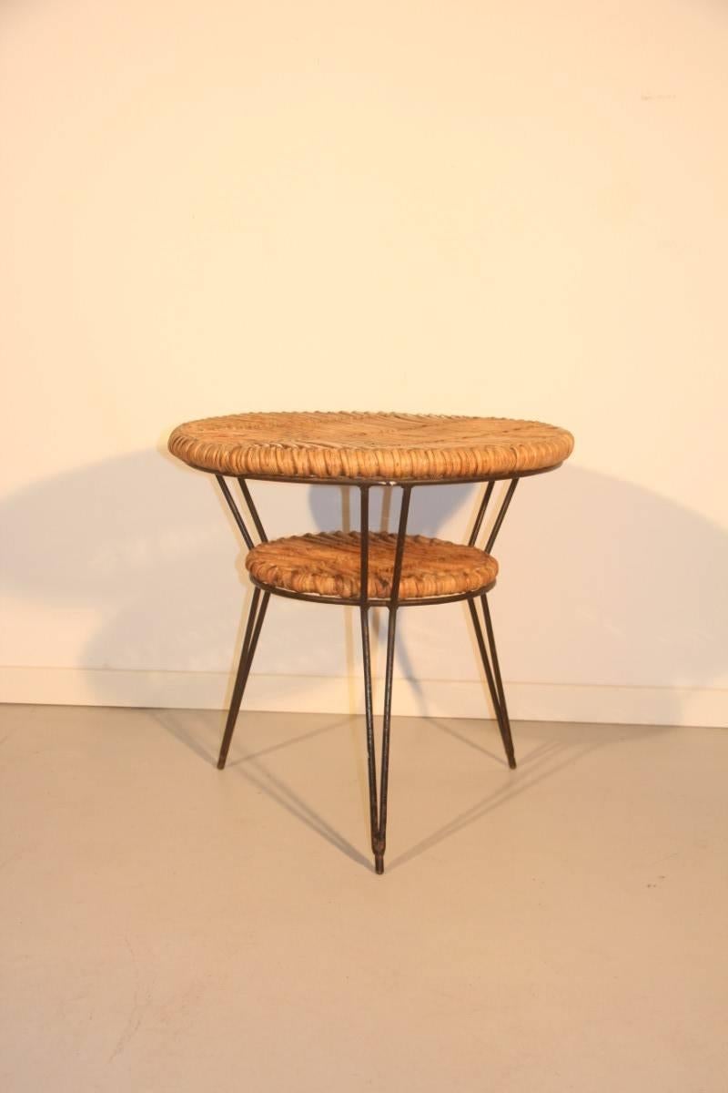 Mid-Century Modern Table Coffee Rattan and Iron Janine Abraham e Dirk Jan Rol Mid-Century Design  For Sale