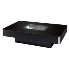 Table basse canapé Willy Rizzo Alveo chromé noir vintage Cidue Italie, 1972