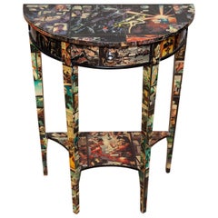 Tavolo Console Demilune Cartoon decorato Petite Modern, 20° secolo