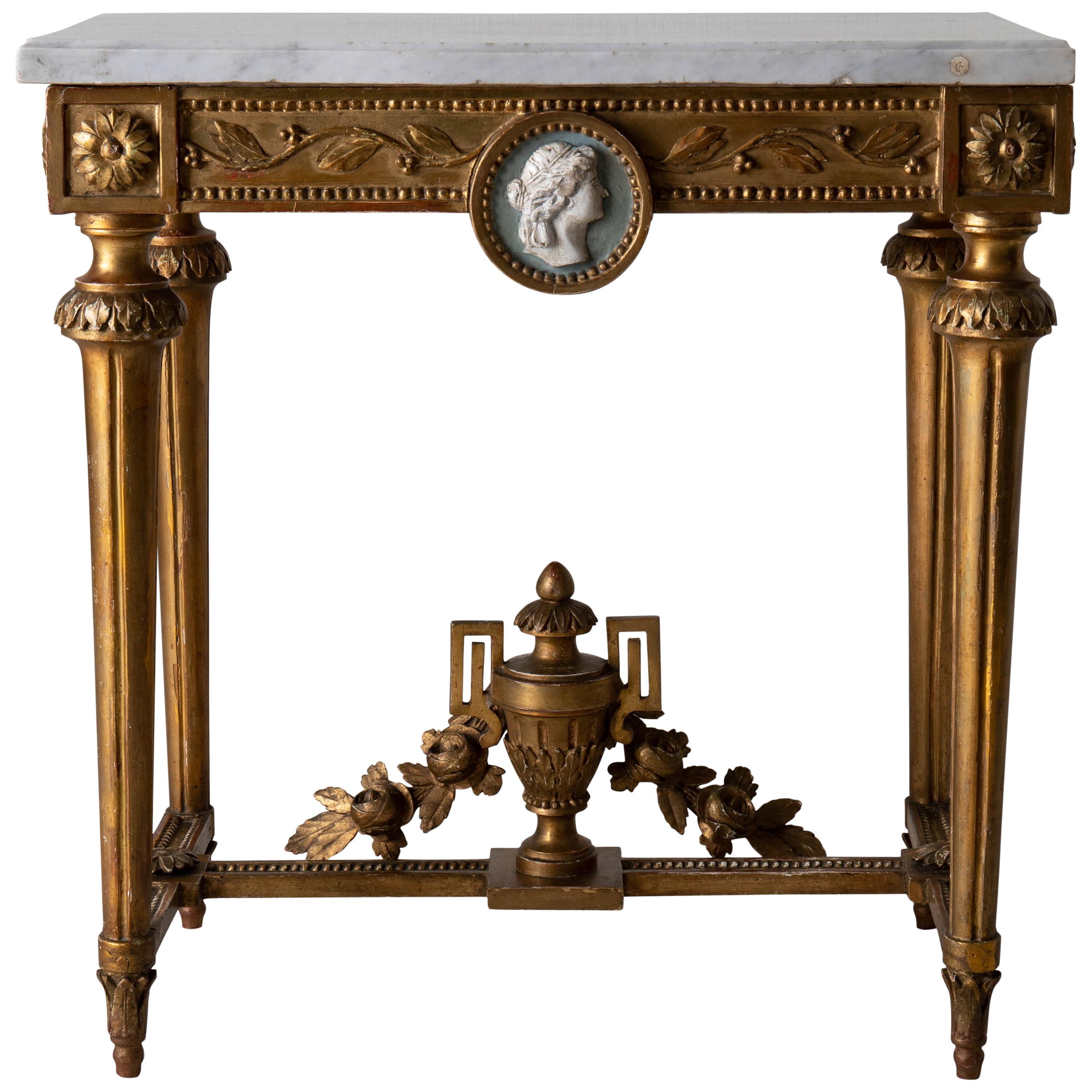Consola de Mesa Rara Calidad Sueca Dorada Gustaviana Temprana, Siglo XVIII, Suecia