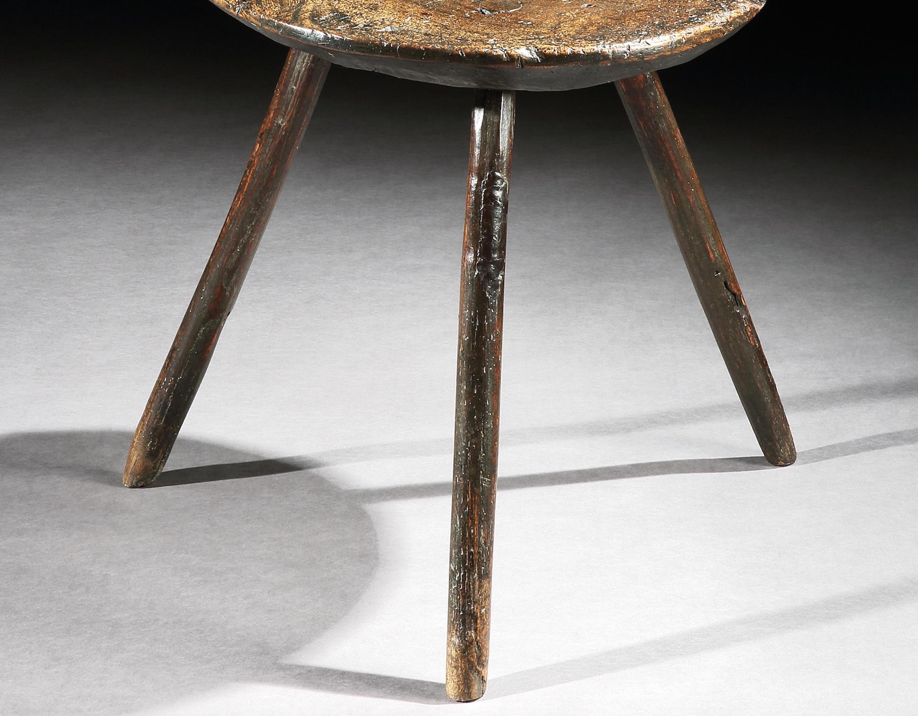 Joinery Table, Cricket, 18th Century, English George I, Vernacular, Elm, Ash