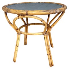 Table d'appoint en rotin vintage années 60
