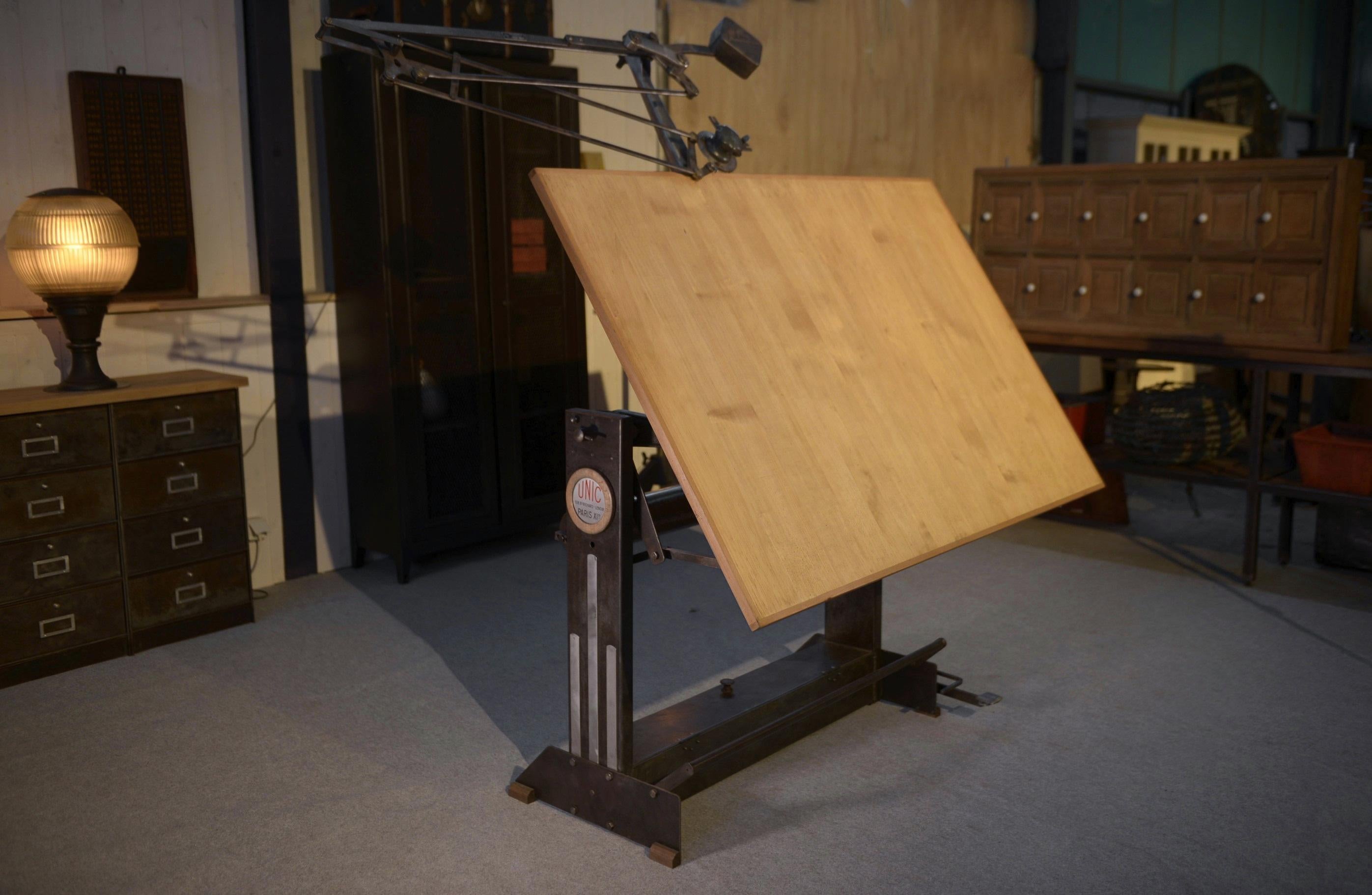 Table d'architecte Unic Paris par Lucien Sautereau 1950's en vente 1