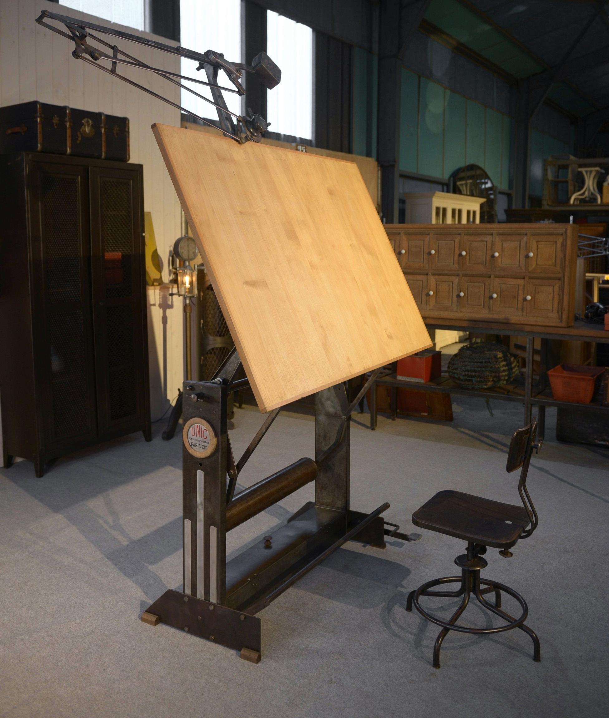 Table d'architecte Unic Paris par Lucien Sautereau 1950's en vente 3