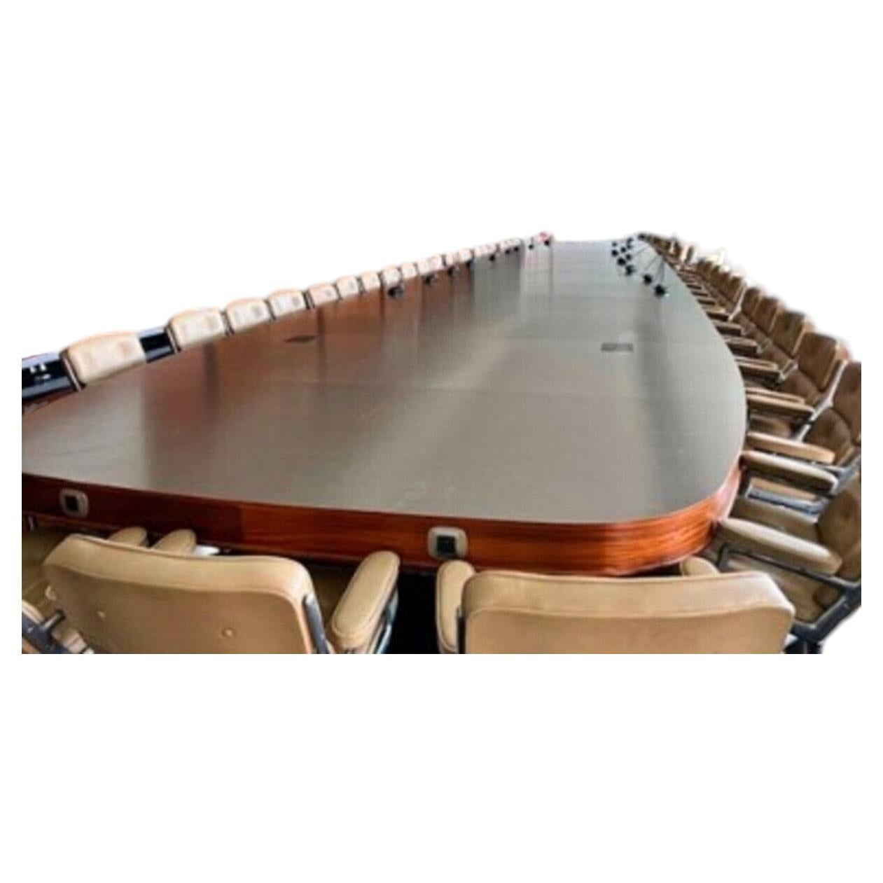 Tavolo da conferenza in noce e acciaio inossidabile spazzolato, pezzo unico di Charles Eames in vendita