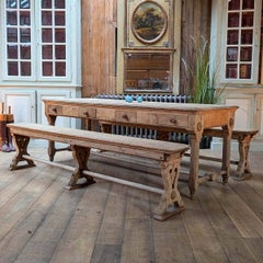 Convent table with its pair of benches
