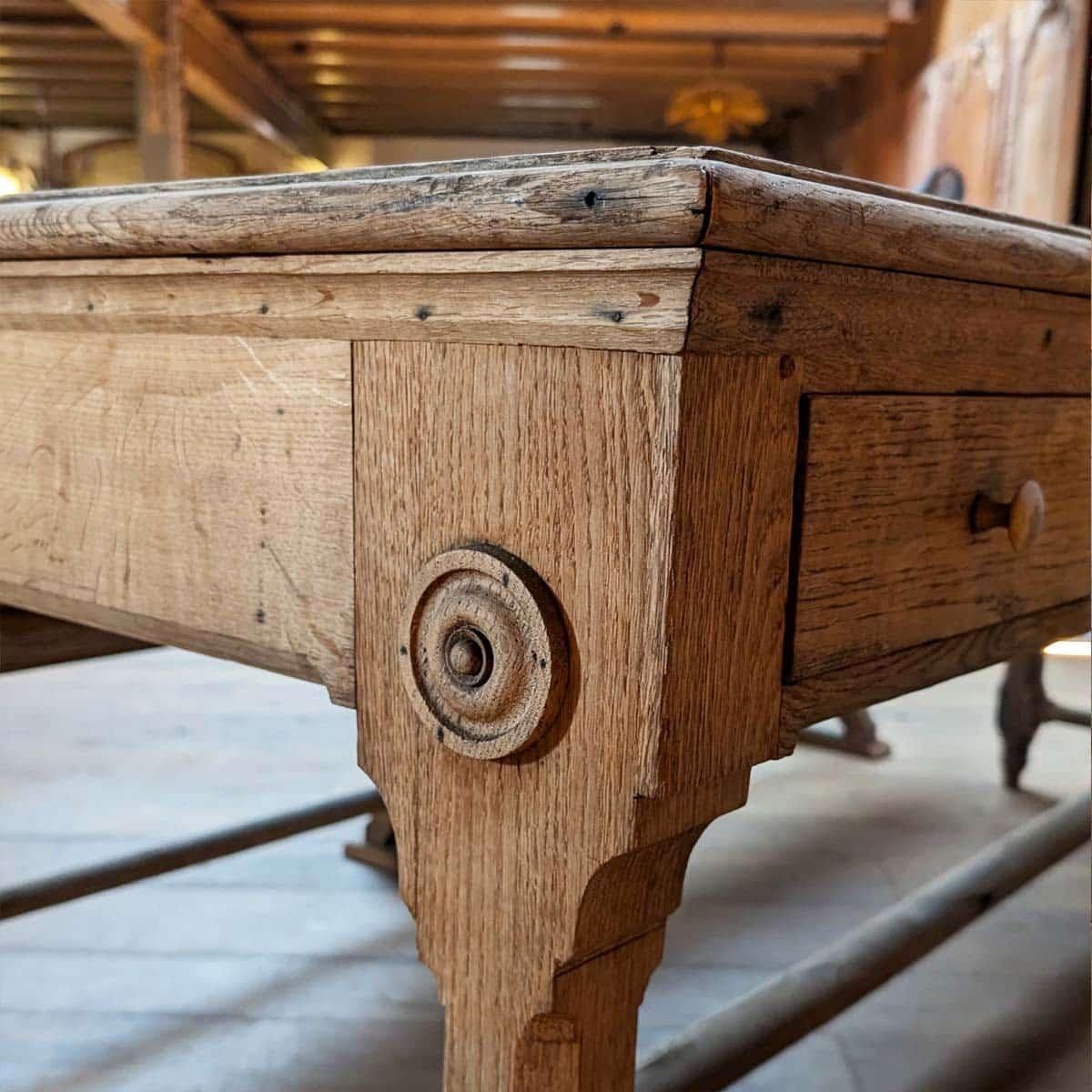 French Convent table with its pair of benches For Sale