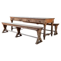 Convent table with its pair of benches
