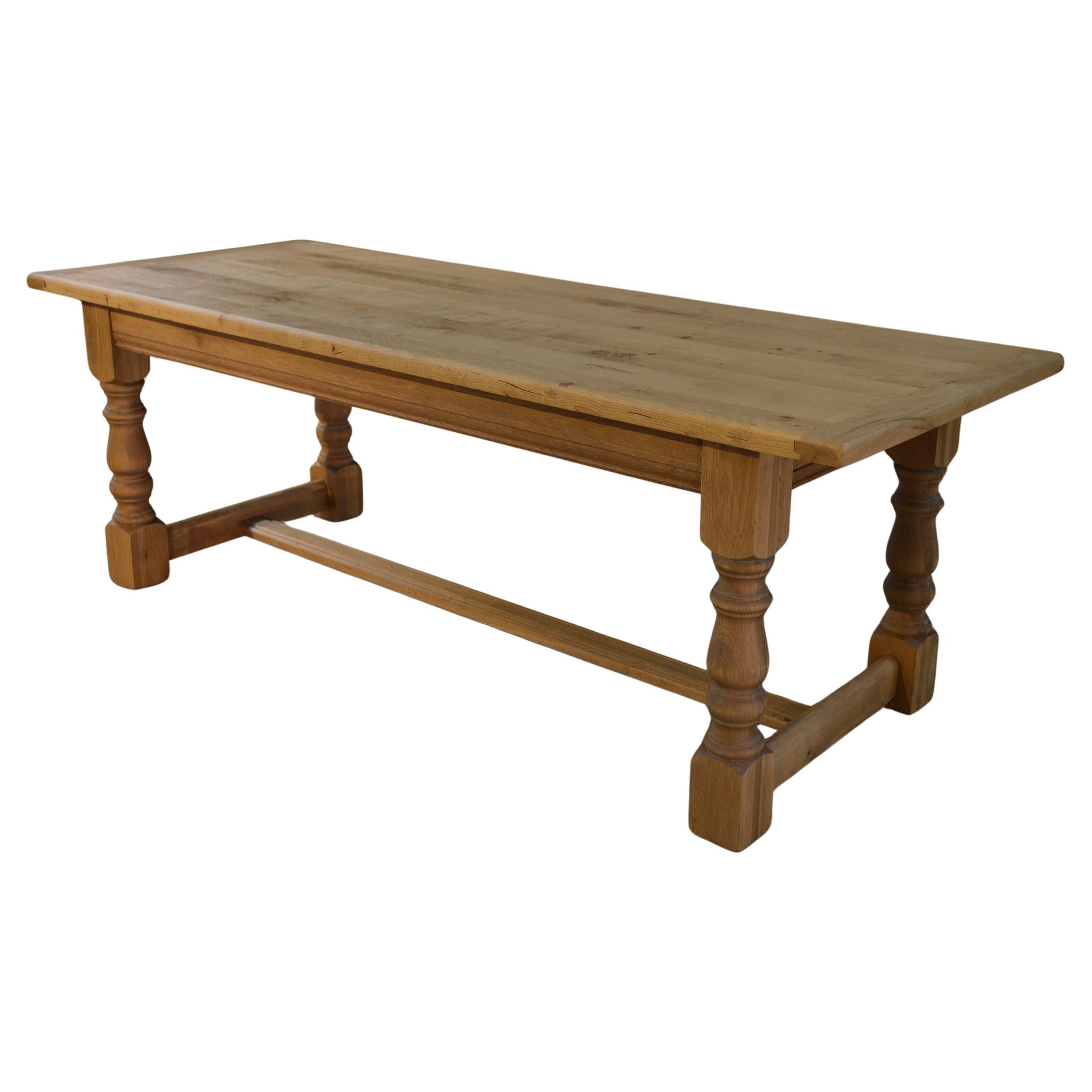 Table de ferme en chêne massif 1950's en venta