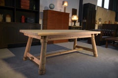 Table de ferme en pin brut brutaliste Georges Robert 1960's