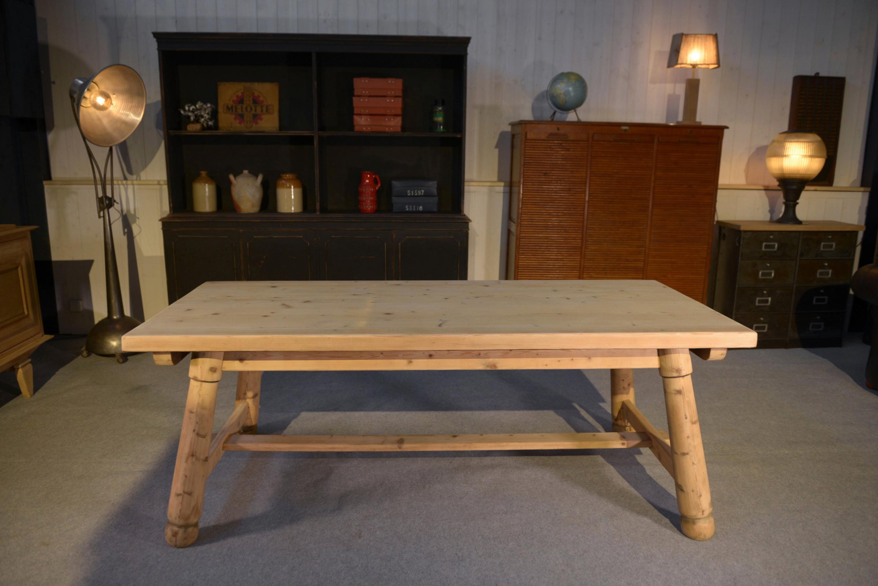 French Table de ferme en pin brut brutaliste Georges Robert 1960's For Sale