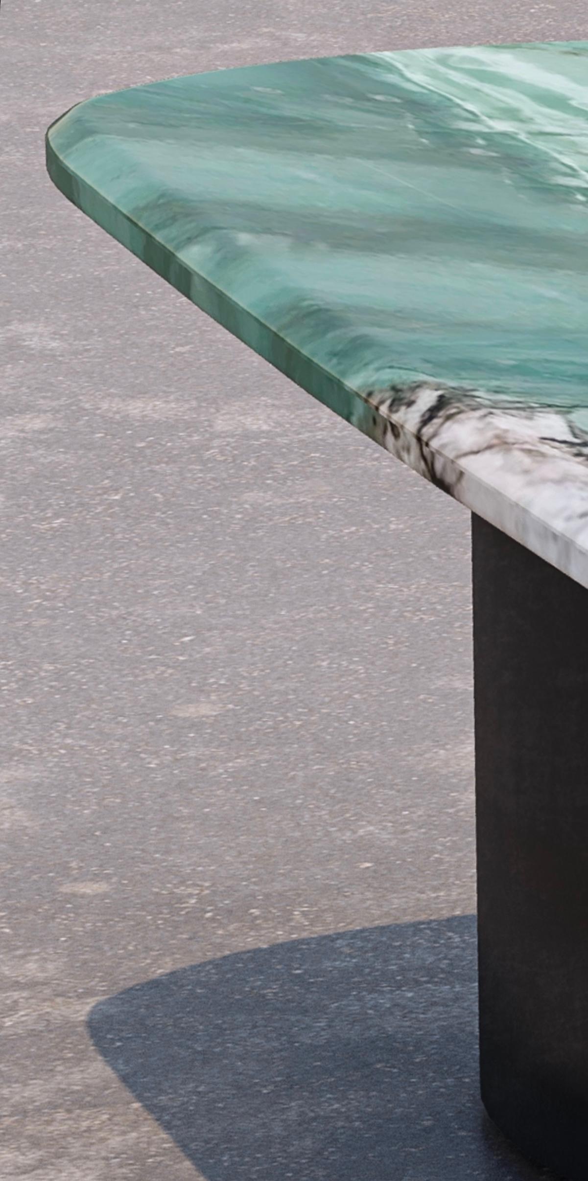 French Miki Limited Edition table in Patagonia Green Marble by Jerome Bugara For Sale