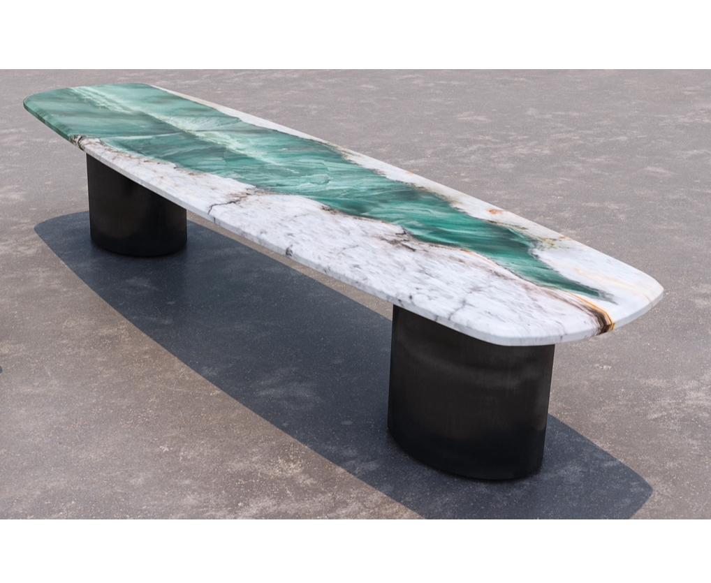 Miki Limited Edition table in Patagonia Green Marble by Jerome Bugara In New Condition For Sale In VERSAILLES, FR
