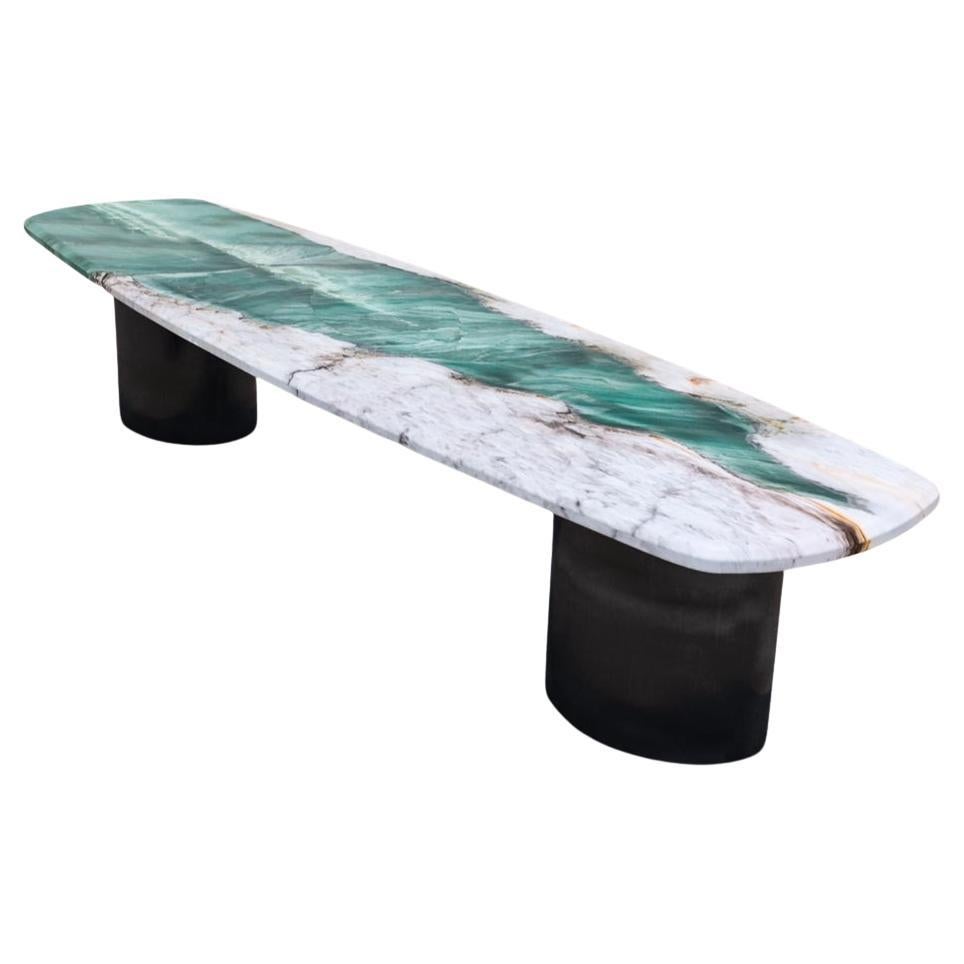 Miki Limited Edition table in Patagonia Green Marble by Jerome Bugara For Sale