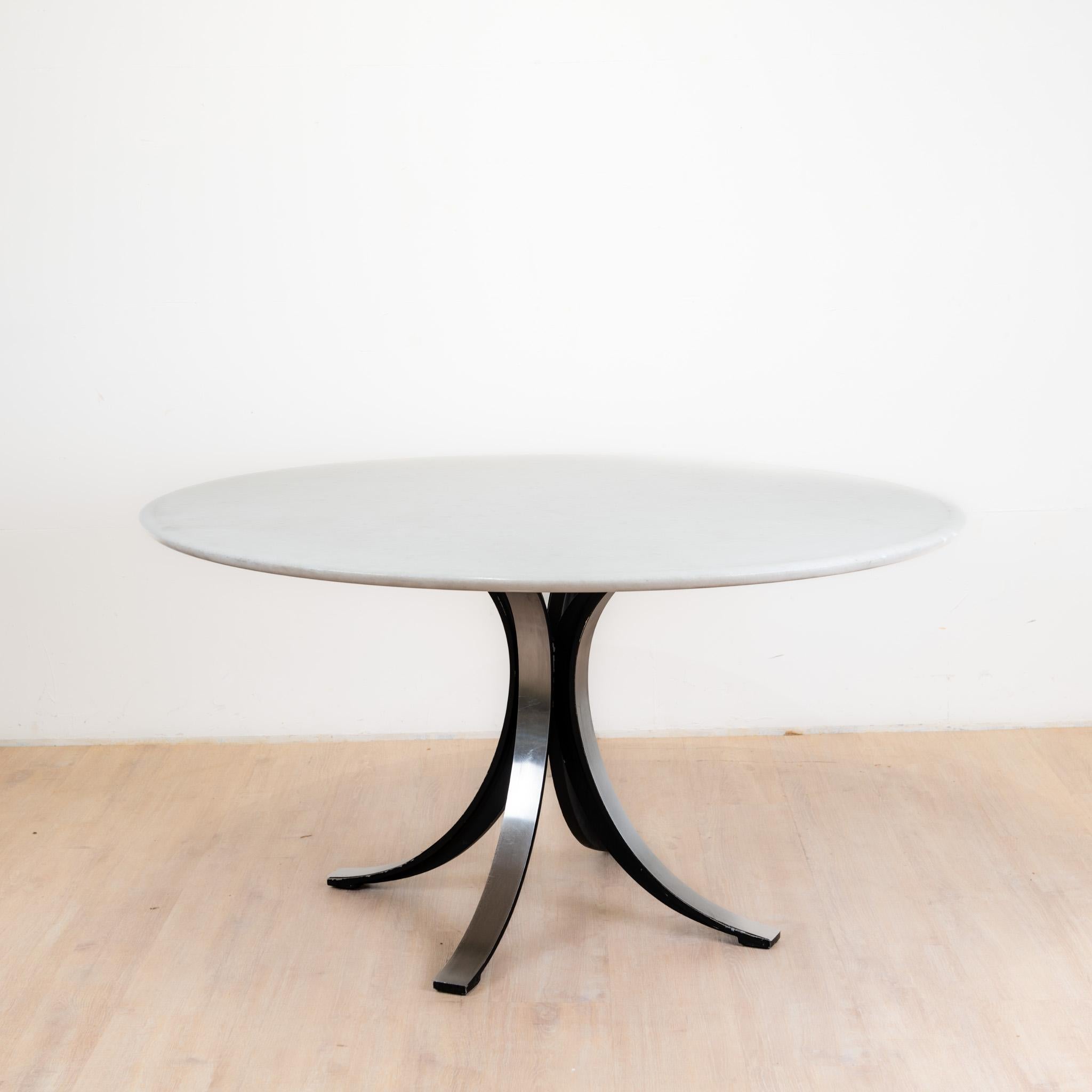 Table de Salle à Manger Ronde T69 en Marbre par Osvaldo Borsani pour Tecno, 1970