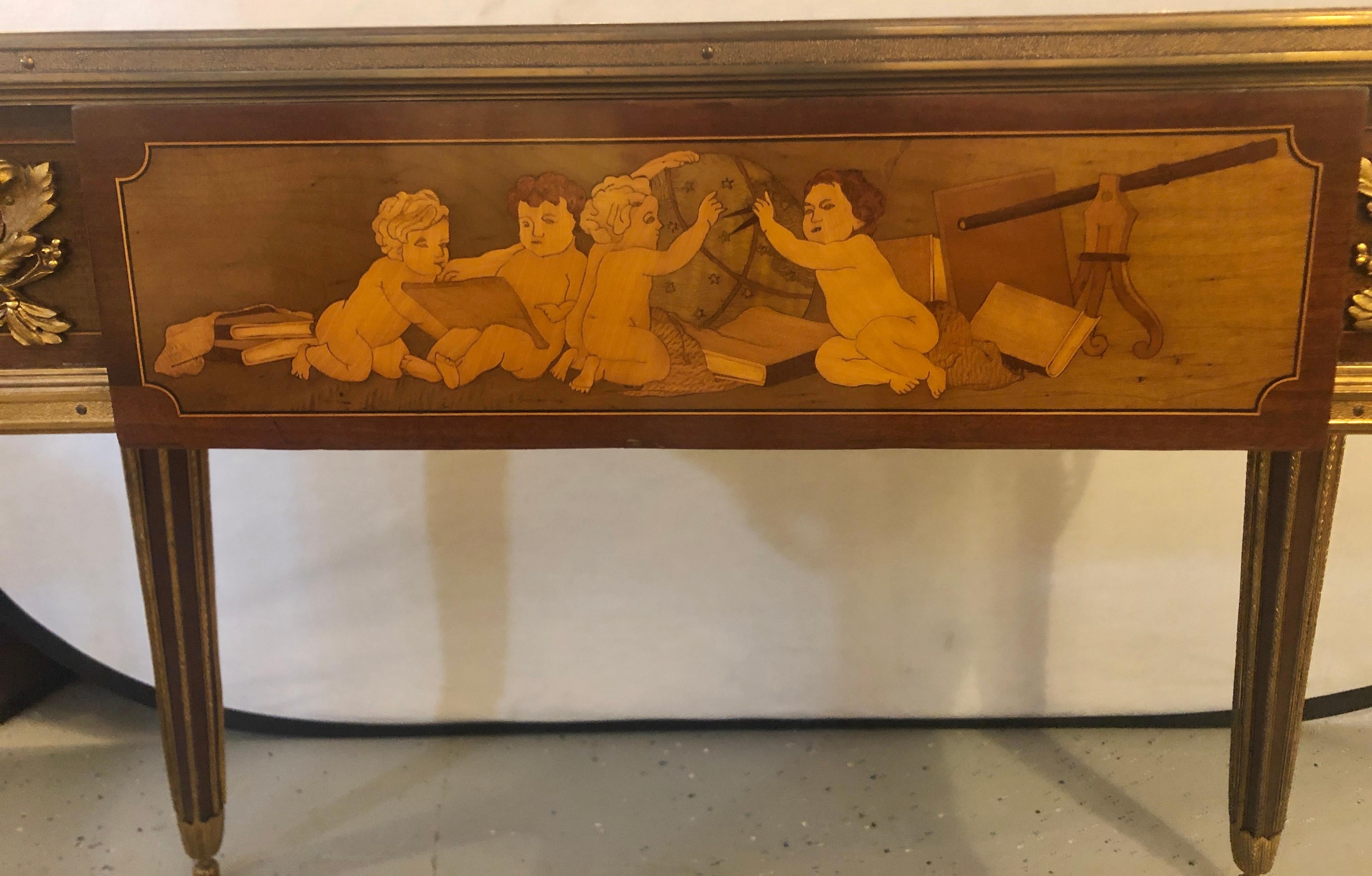 François Linke, Louis XV, Seltener Schreibtisch, Brown Intarsien, Bronze, Sothebys NYC Prov. im Angebot 5