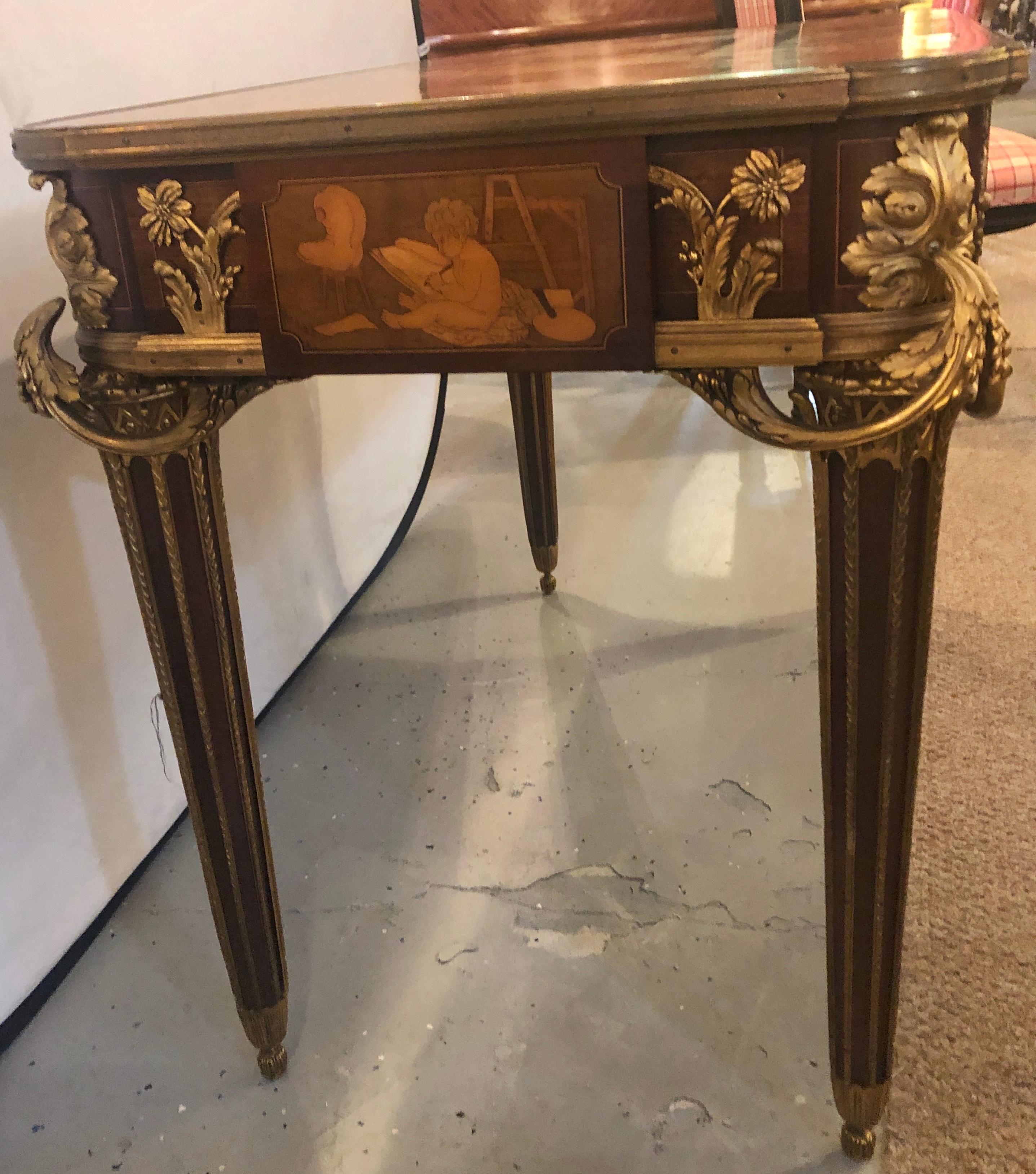 François Linke, Louis XV, Rare Desk, Brown Marquetry, Bronze, Sothebys NYC Prov. For Sale 4
