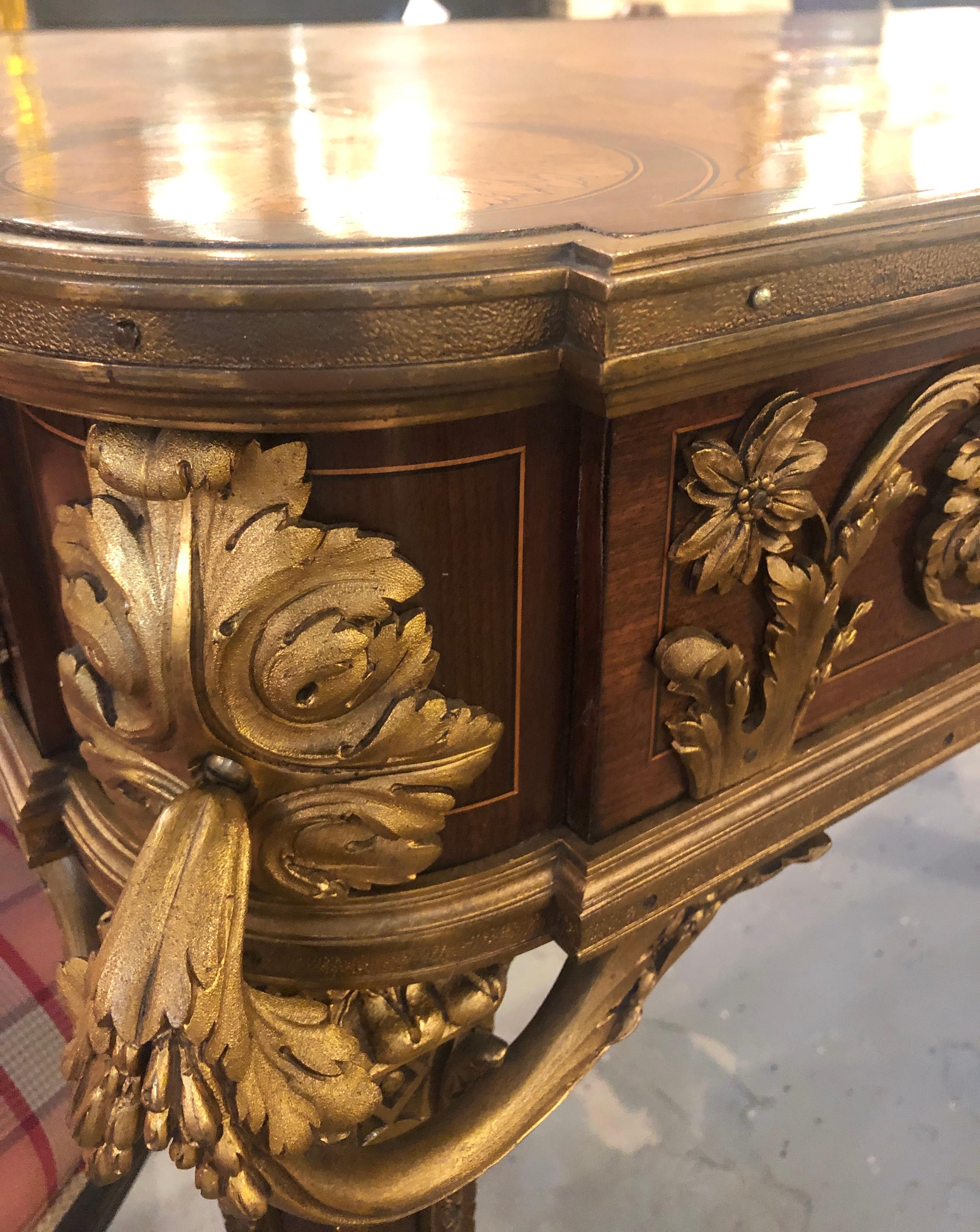 François Linke, Louis XV, Rare Desk, Brown Marquetry, Bronze, Sothebys NYC Prov. For Sale 9