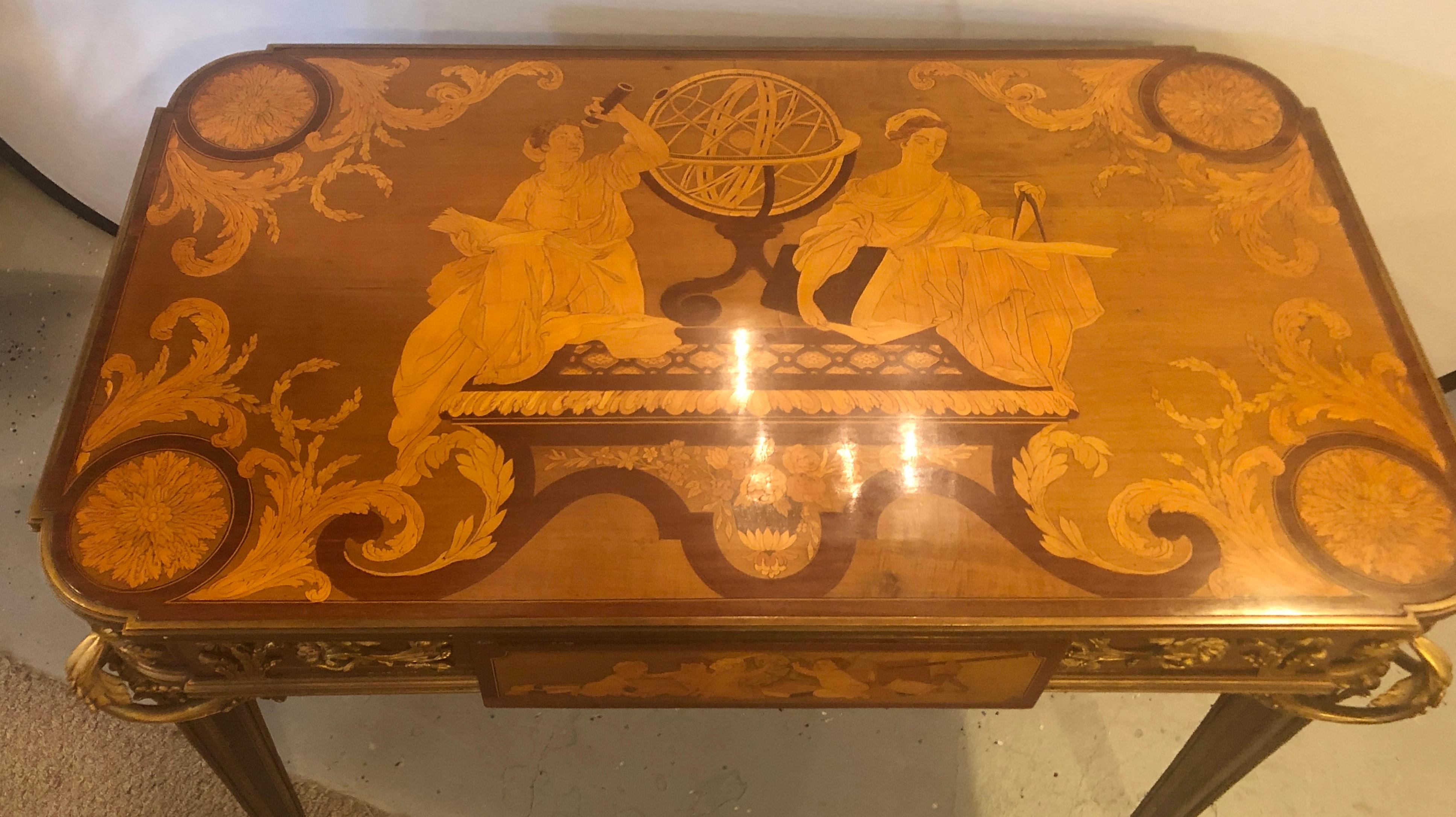 Louis XVI François Linke, Louis XV, Rare Desk, Brown Marquetry, Bronze, Sothebys NYC Prov. For Sale