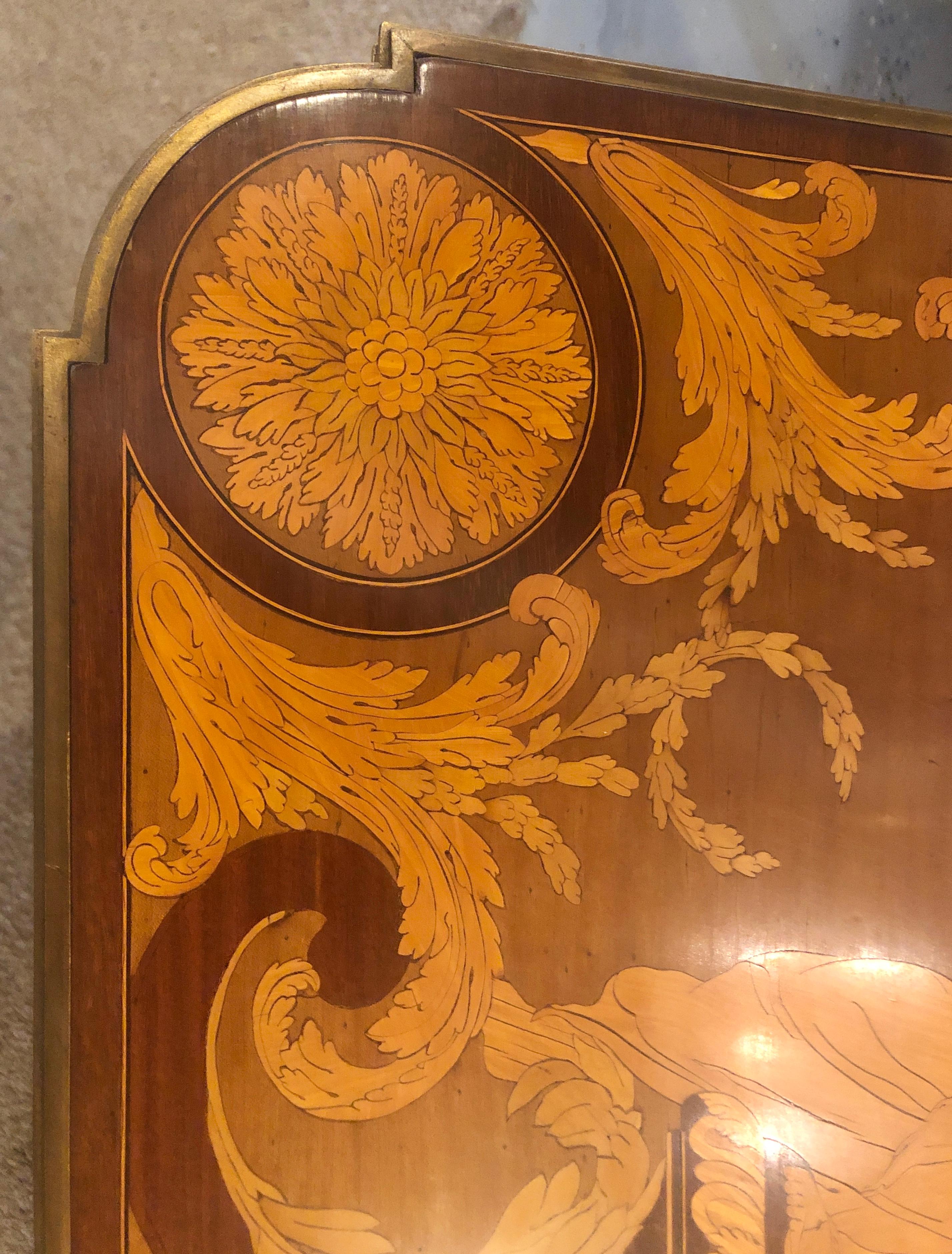 French François Linke, Louis XV, Rare Desk, Brown Marquetry, Bronze, Sothebys NYC Prov. For Sale