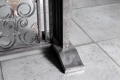 Edgar Brandt wrought iron and silvered bronze table with marble on the top 1930