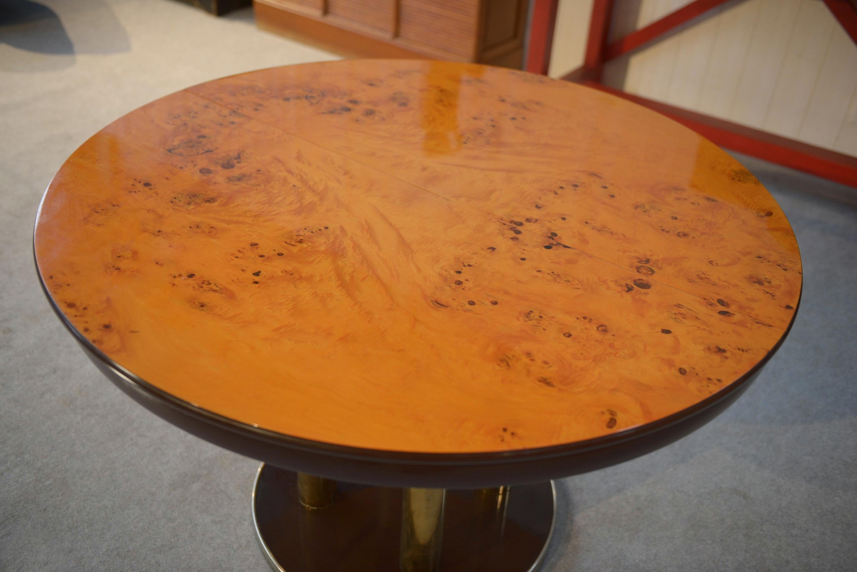 Tavolo design en plaquage de loupe d'Orme par Ramaioli Pesaro 1970's in vendita 5