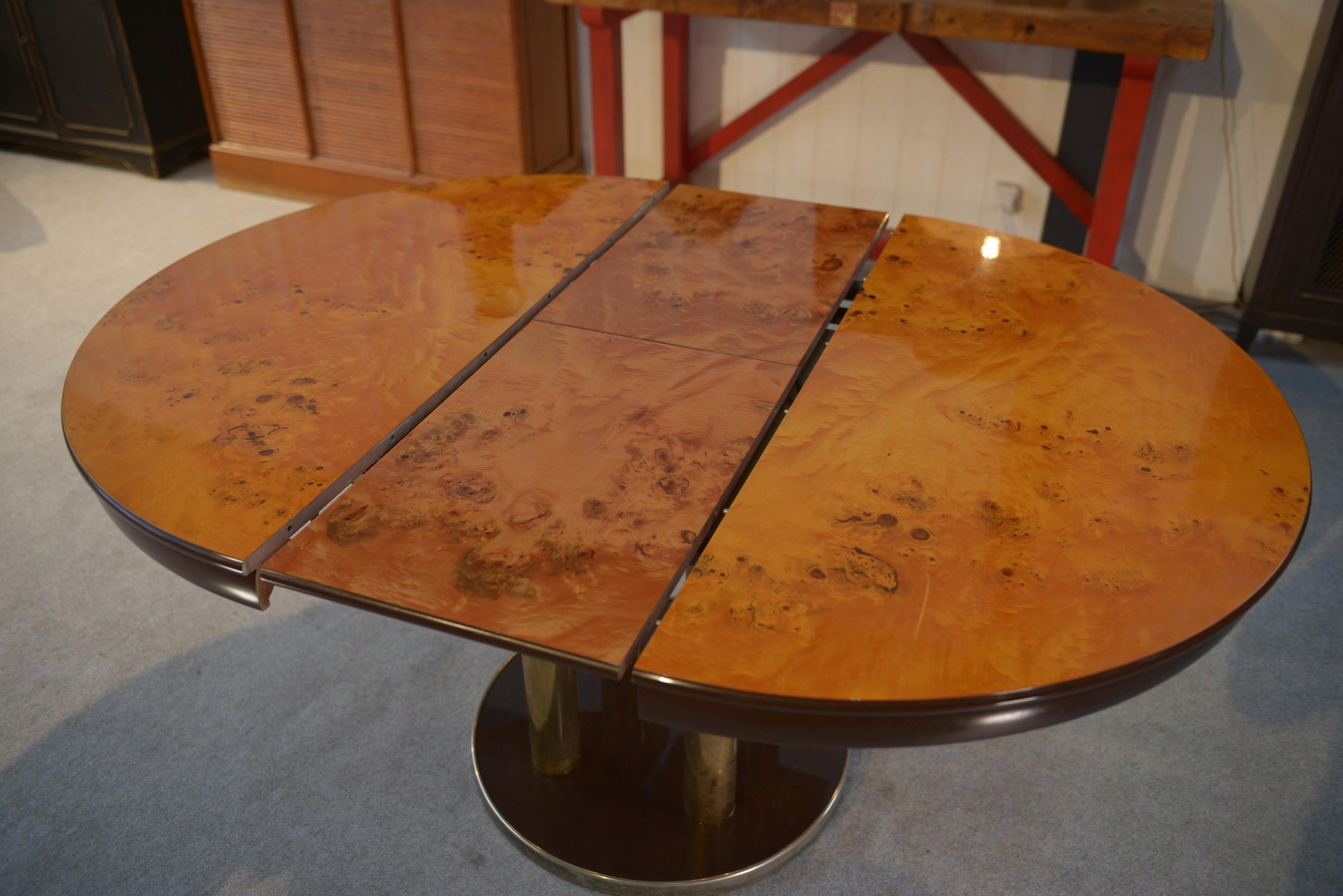 Tavolo design en plaquage de loupe d'Orme par Ramaioli Pesaro 1970's in vendita 3