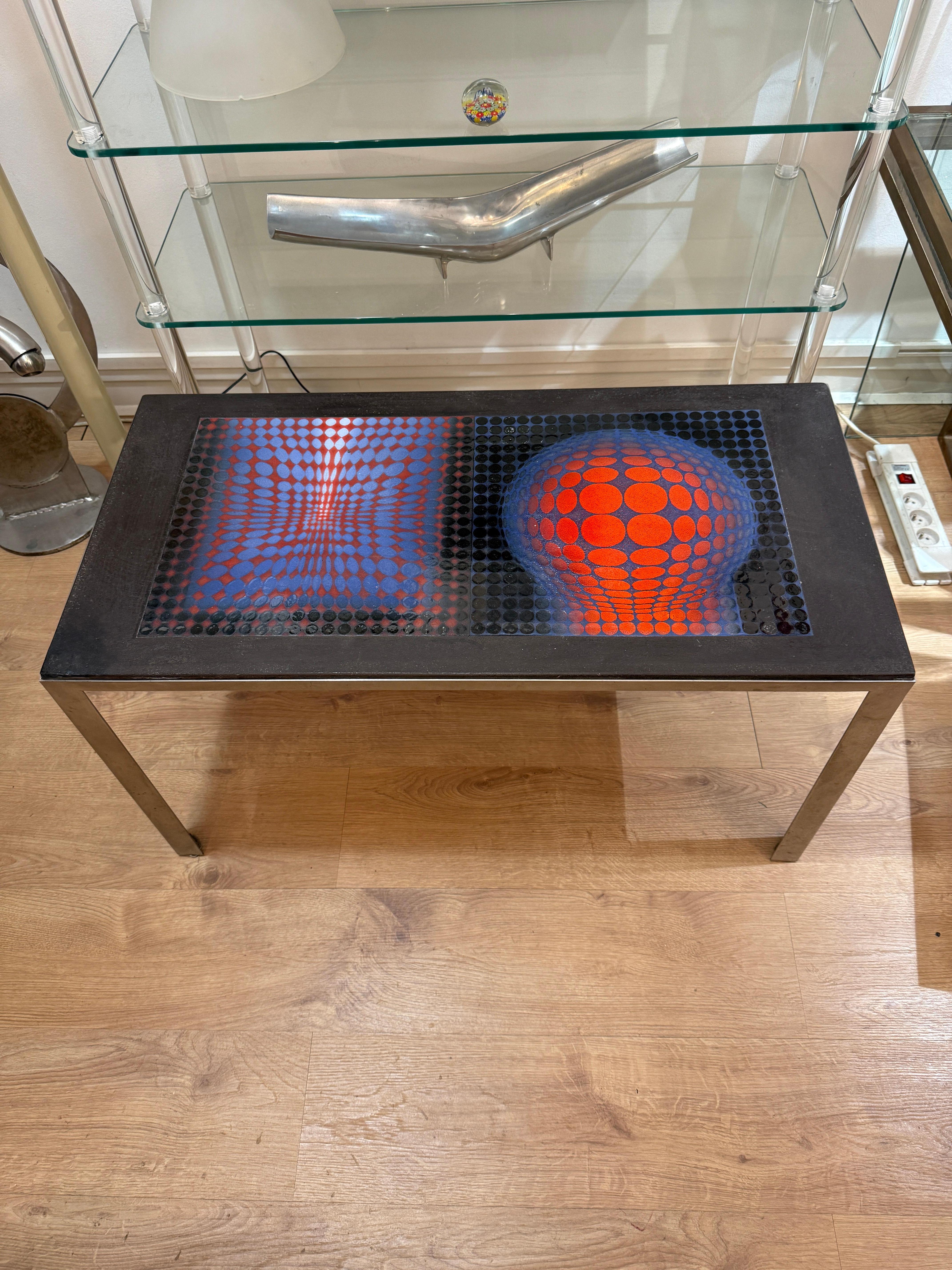 Céramique Table design OP ART design style Vasarely en vente