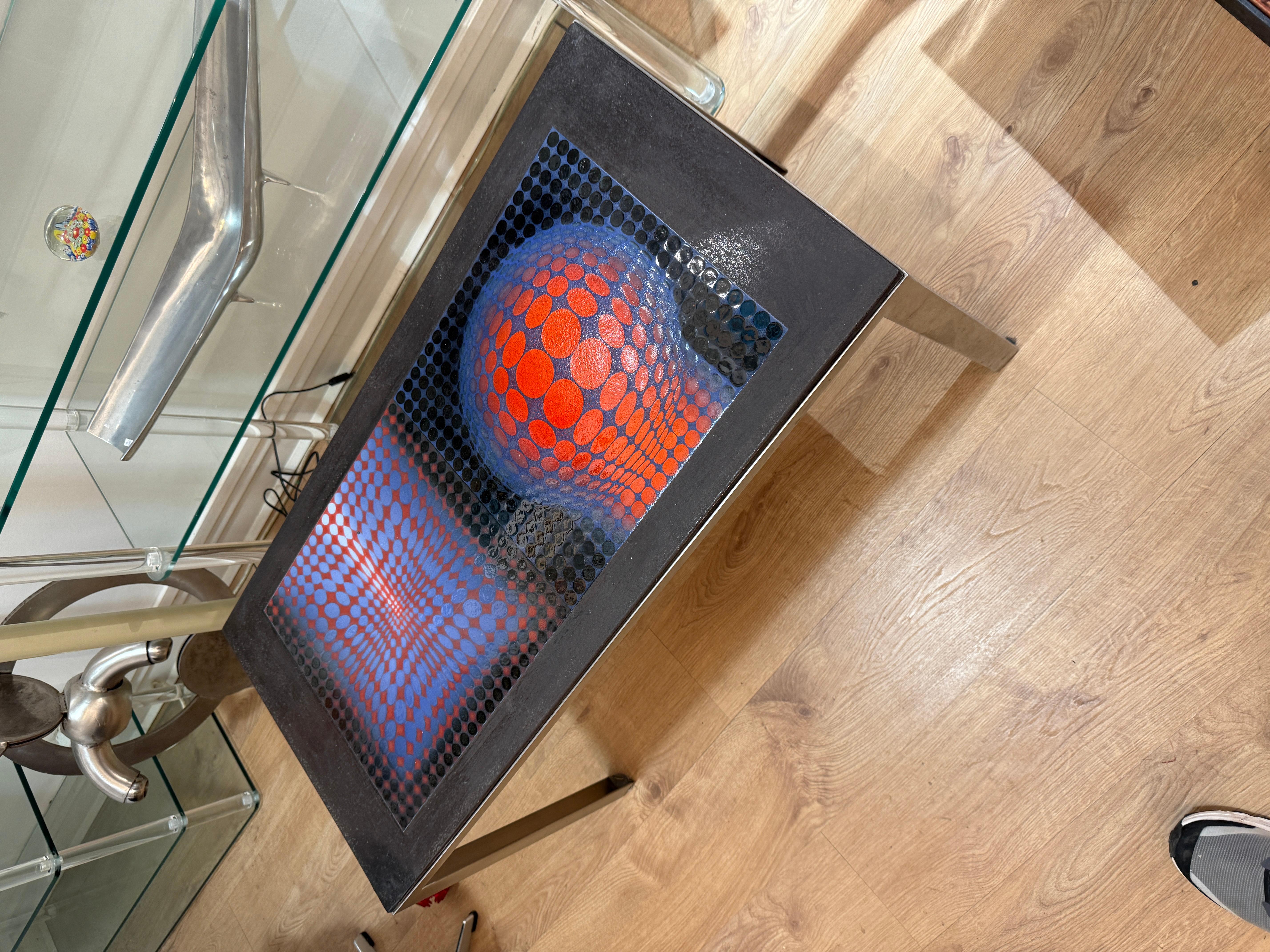 Table design OP ART design style Vasarely en vente 1