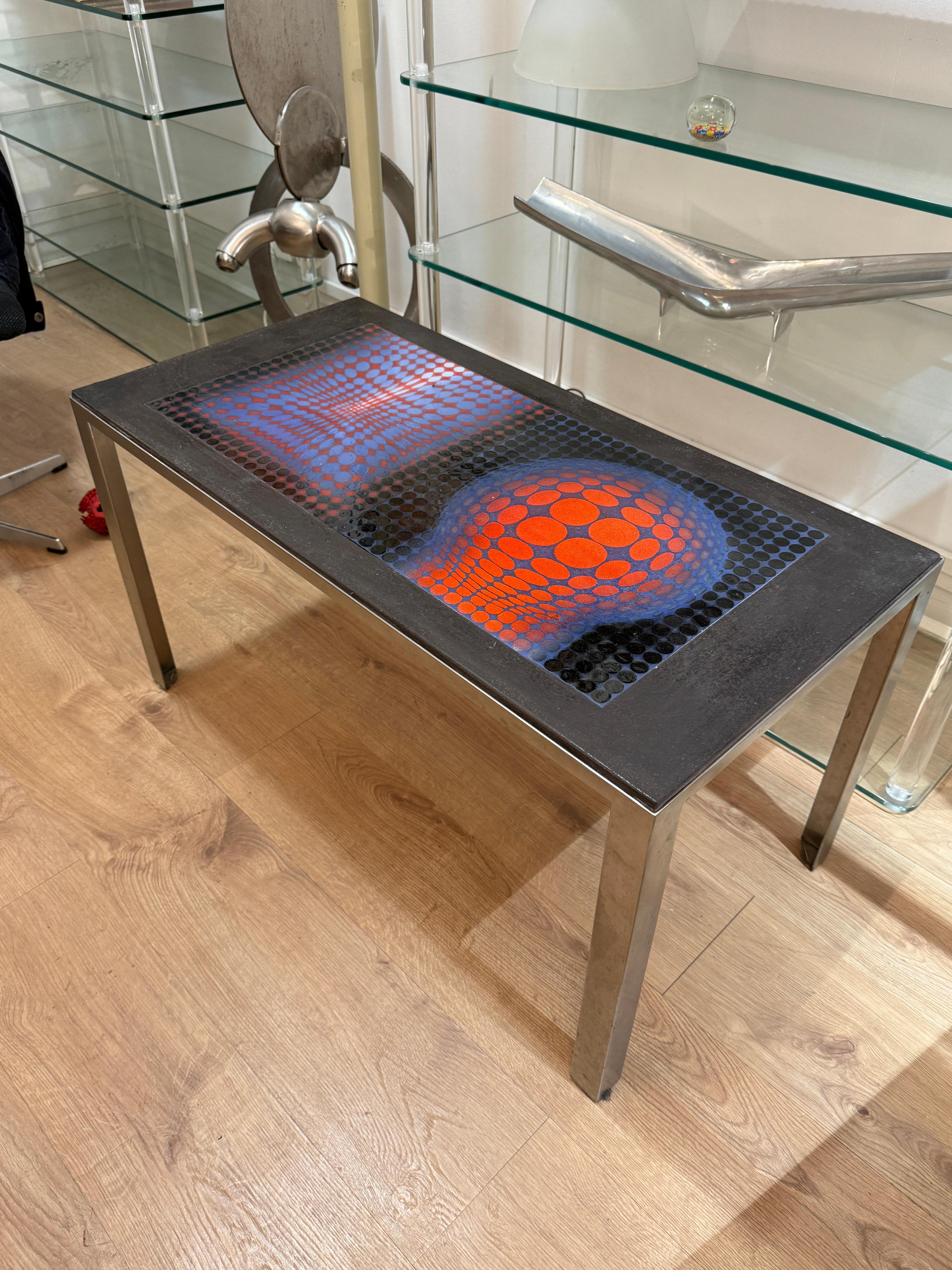 Table design OP ART design style Vasarely en vente 3