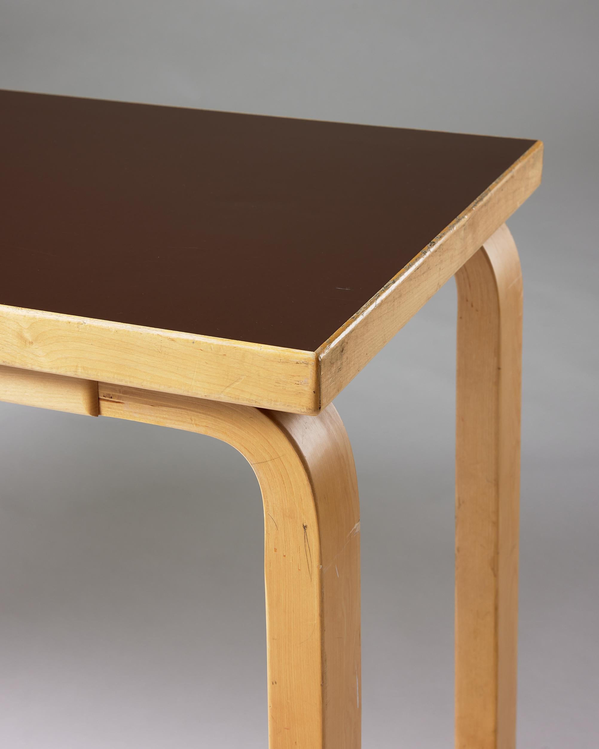 Table designed by Alvar Aalto for Artek, Finland, 1970s, lacquered birch For Sale 1