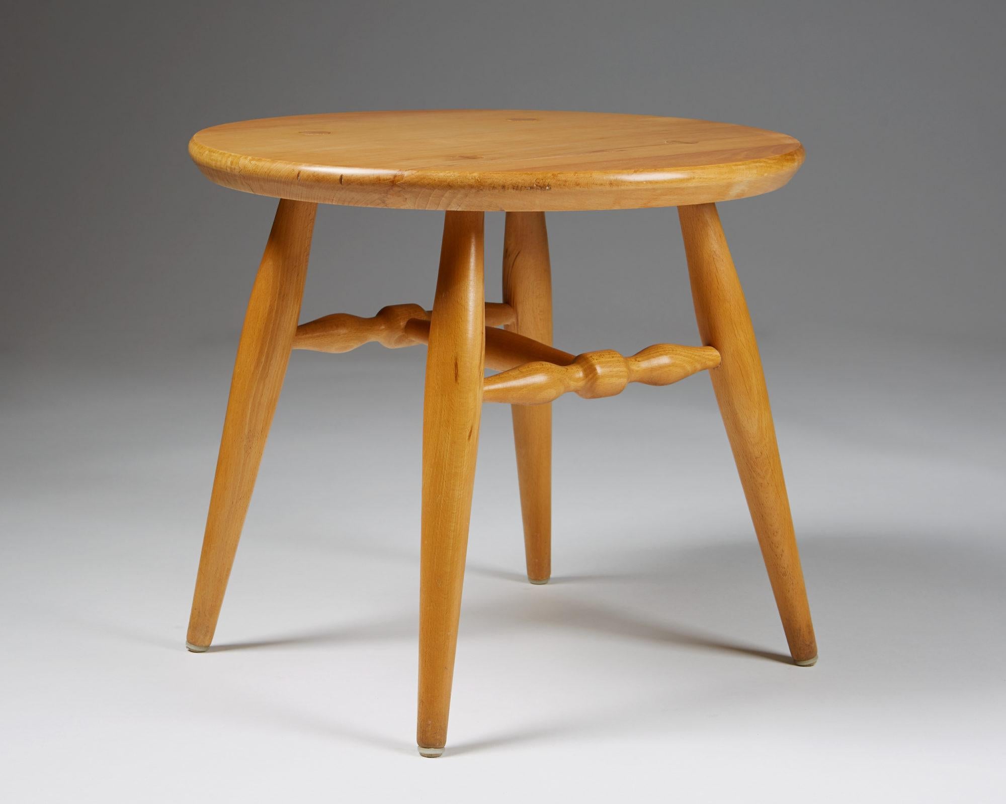 Birch table designed by Erik Höglund for Kopparfly, Sweden, 1960s.