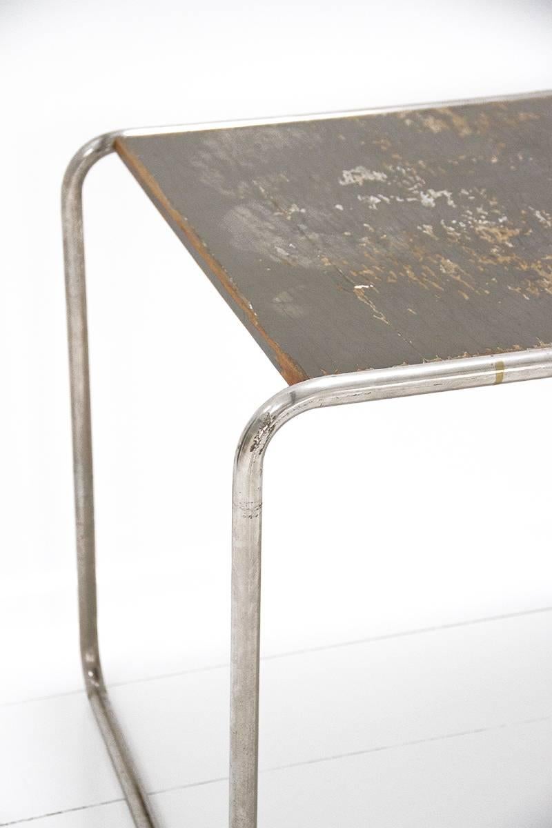 Modern Table Designed by Marcel Breuer, Chromed Tubular Steel Lacquered Wood, 1930s For Sale