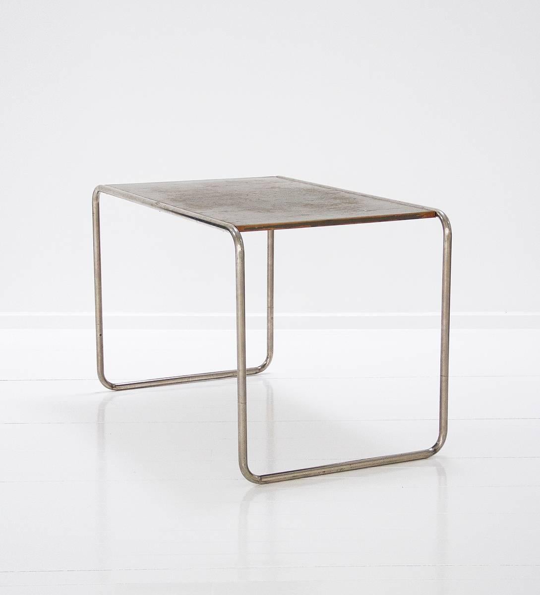 Mid-20th Century Table Designed by Marcel Breuer, Chromed Tubular Steel Lacquered Wood, 1930s For Sale