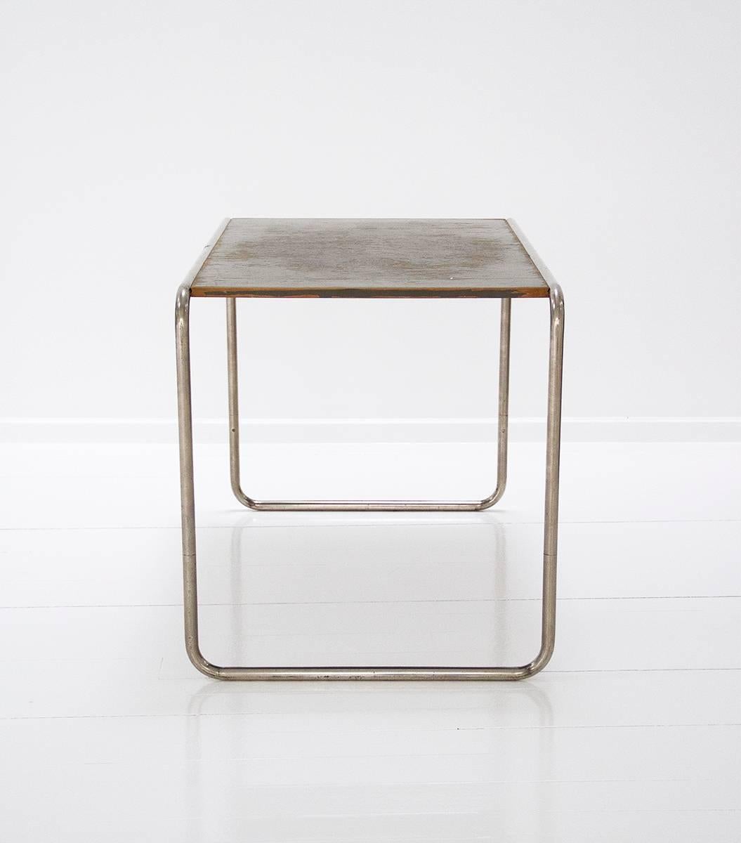 Table Designed by Marcel Breuer, Chromed Tubular Steel Lacquered Wood, 1930s For Sale 1