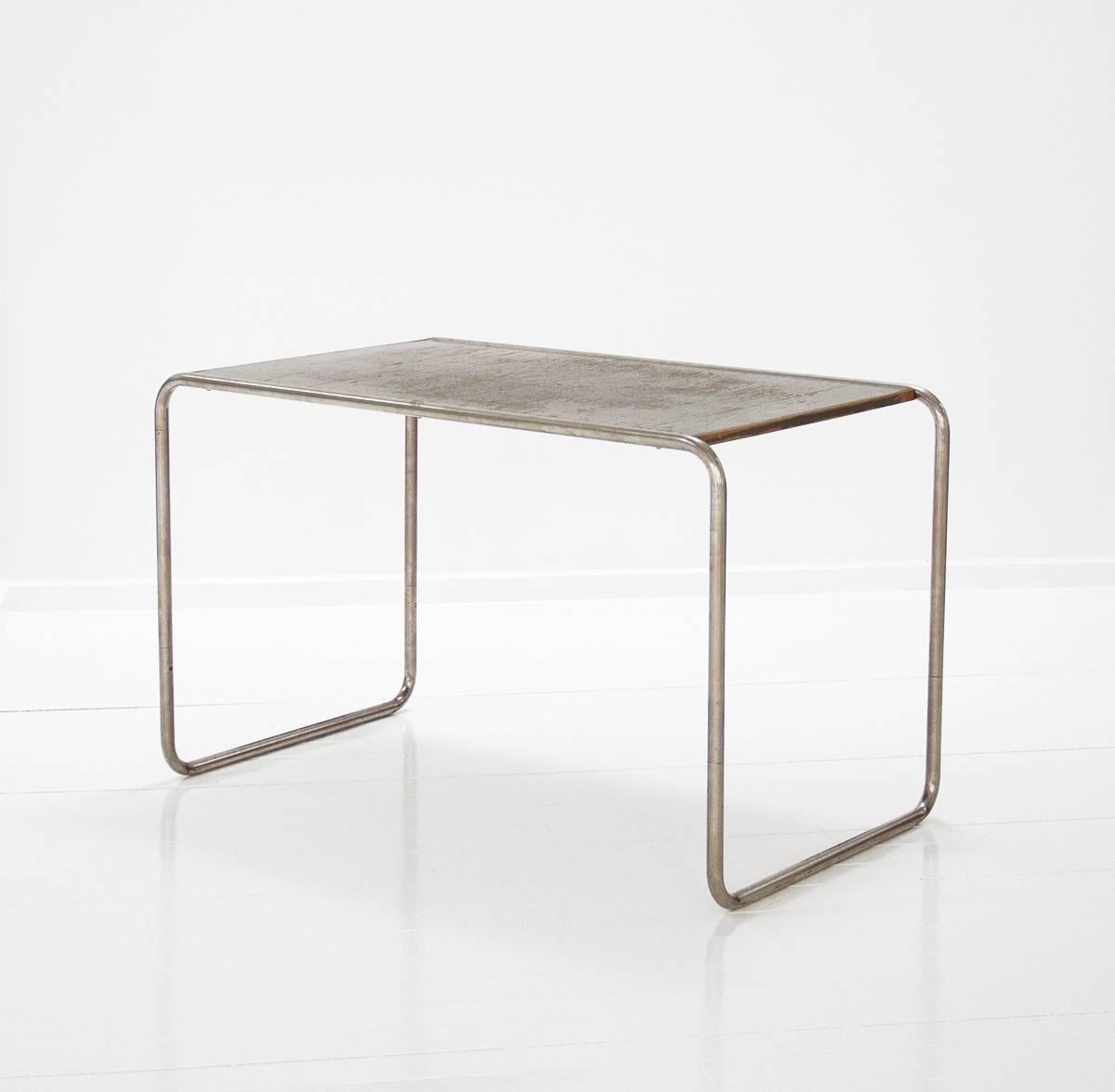 Table Designed by Marcel Breuer, Chromed Tubular Steel Lacquered Wood, 1930s For Sale 2