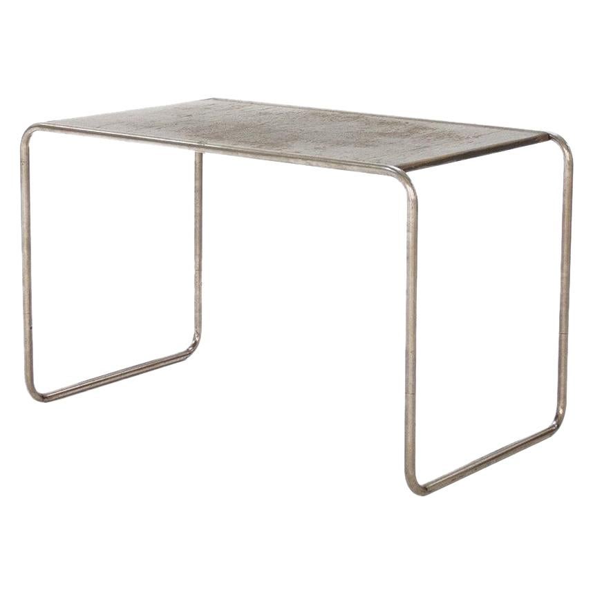 Table Designed by Marcel Breuer, Chromed Tubular Steel Lacquered Wood, 1930s For Sale