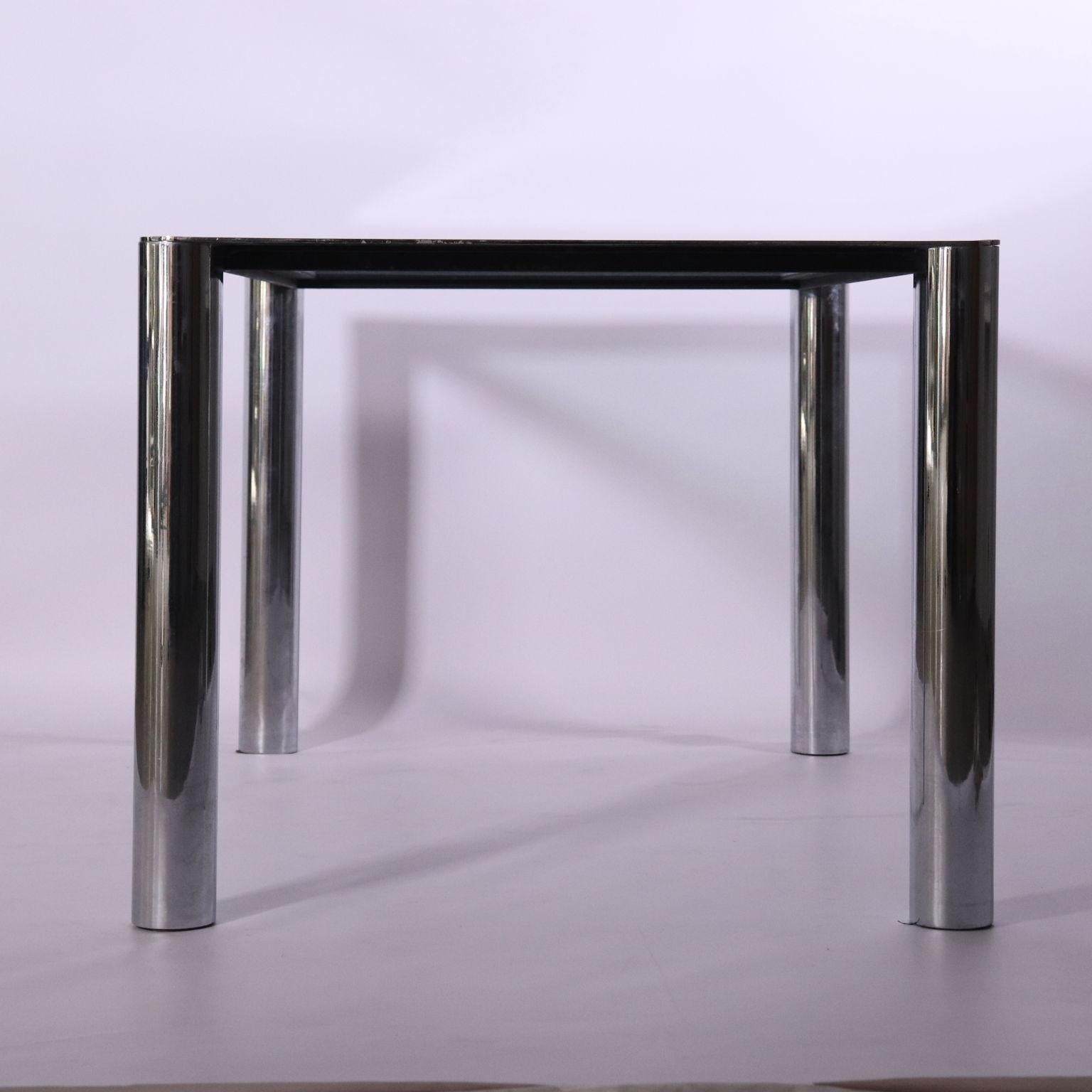 Table Designed for Cinova Metal Glass Vintage, Italy, 1970s 4
