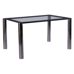 Table Designed for Cinova Metal Glass Vintage, Italy, 1970s