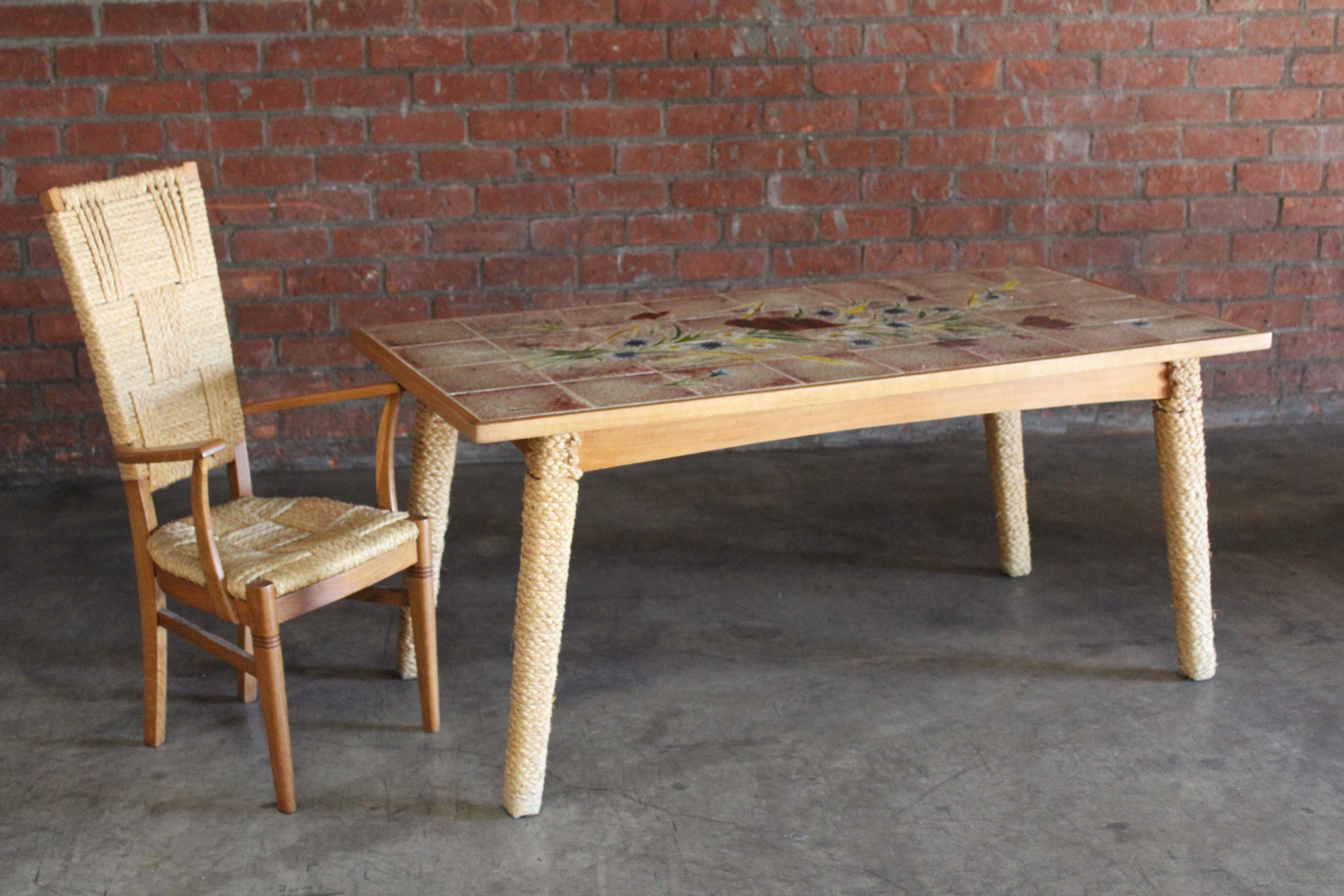 Mid-Century Modern Table Desk and Chair by Audoux-Minet, France, 1950s For Sale