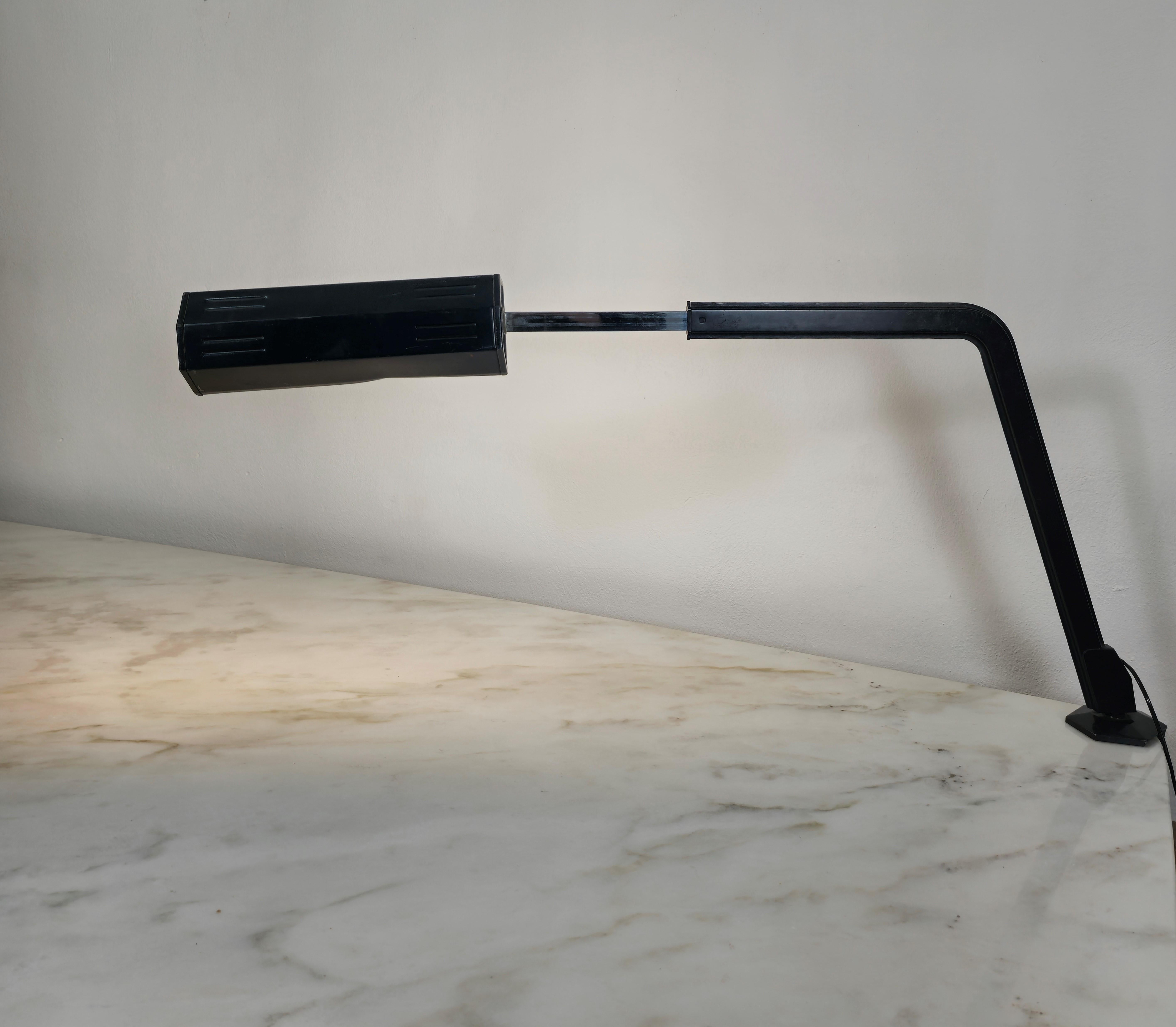 Table Desk Lamp BBPR for Olivetti Black Lacquered Metal Midcentury Italy, 1960s In Good Condition For Sale In Palermo, IT