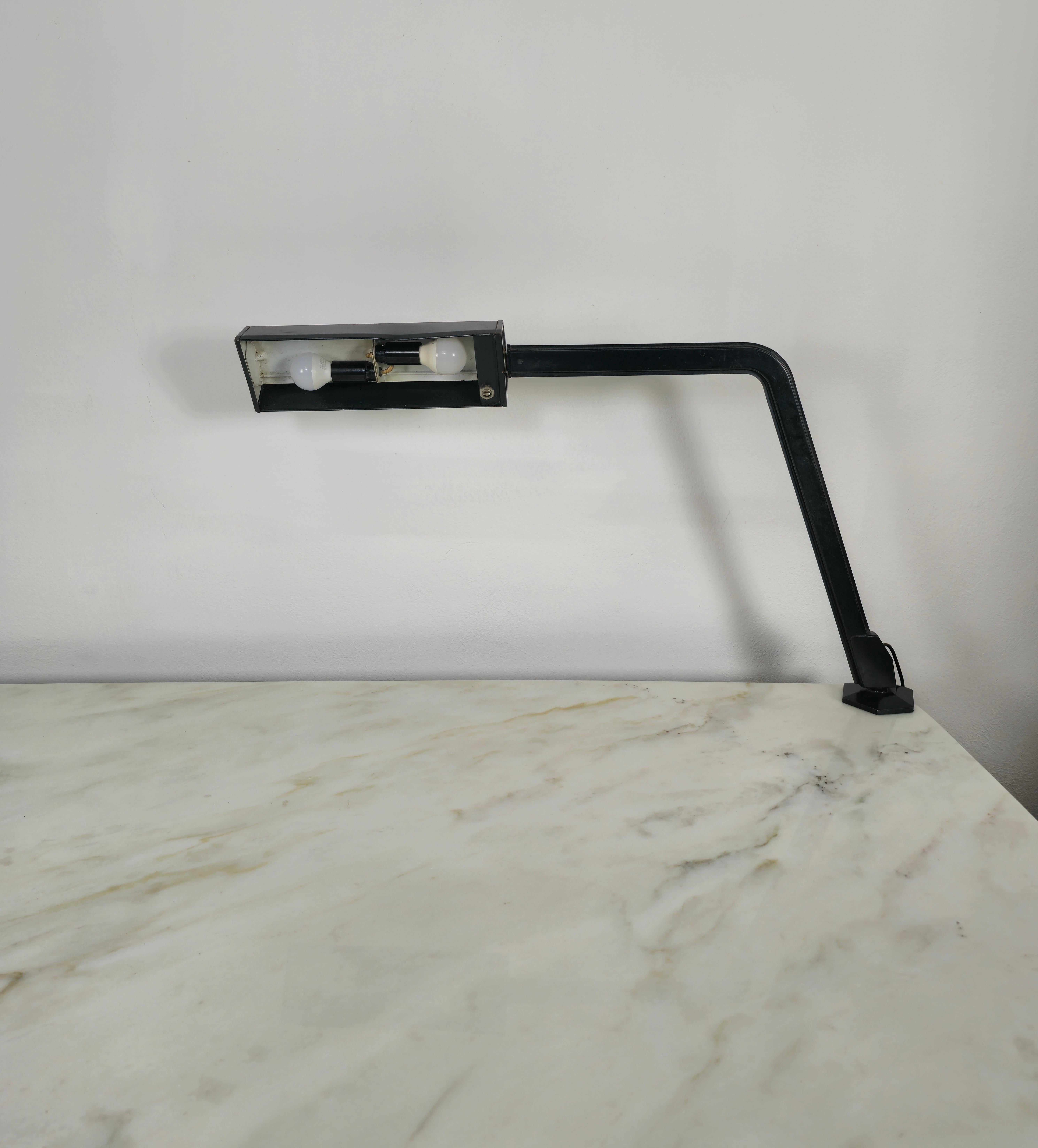 20th Century Table Desk Lamp BBPR for Olivetti Black Lacquered Metal Midcentury Italy, 1960s For Sale