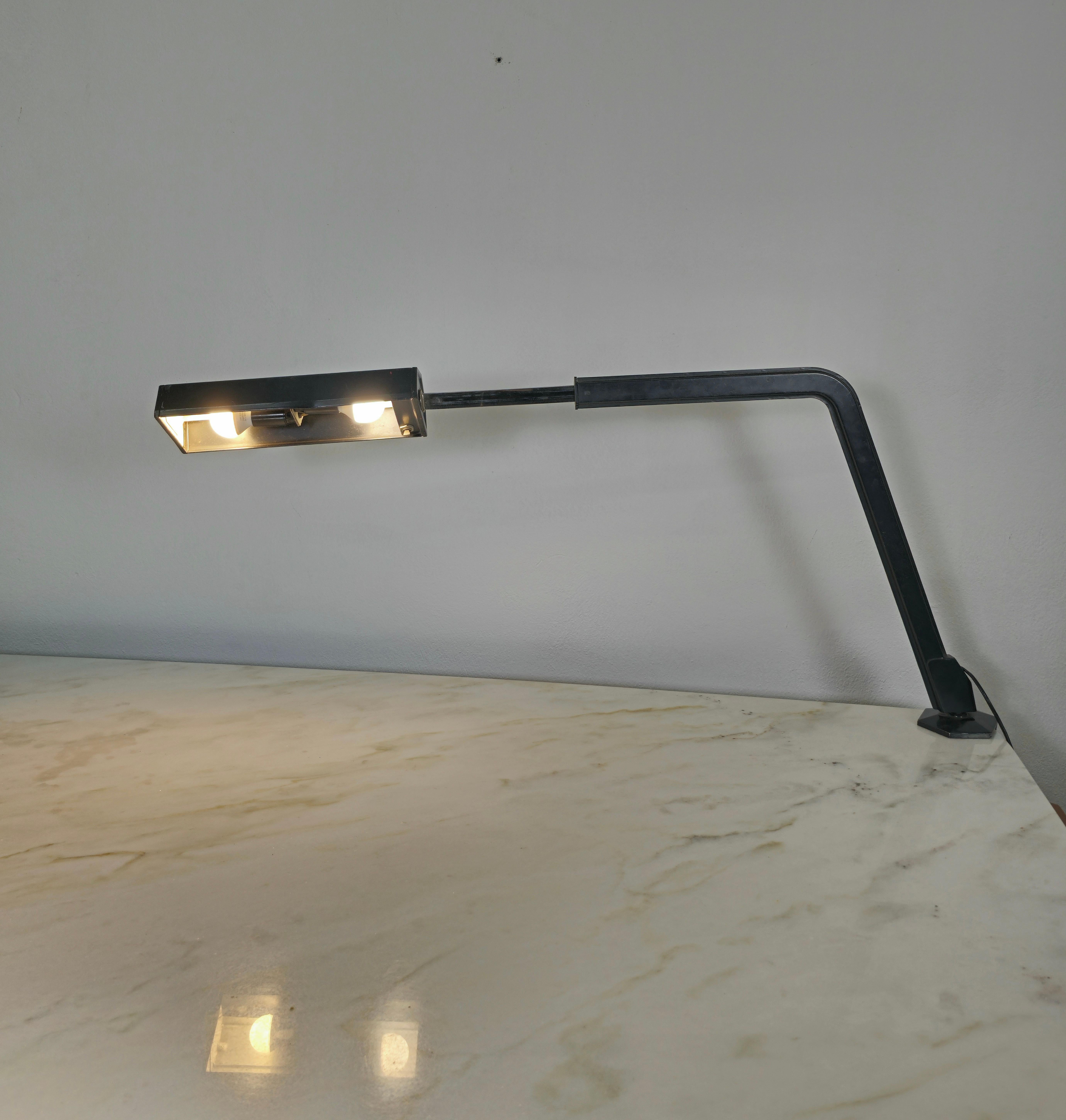 Table Desk Lamp BBPR for Olivetti Black Lacquered Metal Midcentury Italy, 1960s For Sale 1