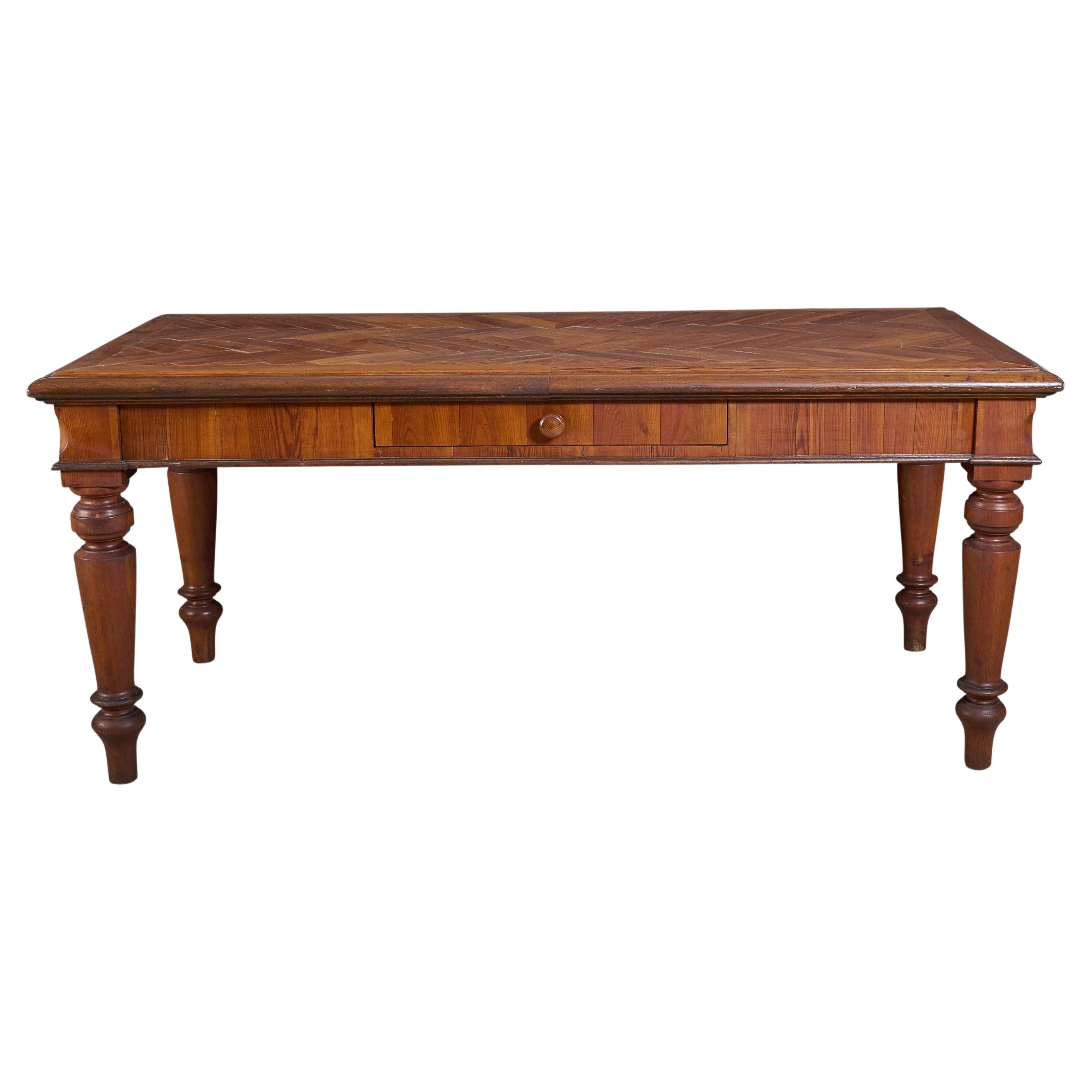 Table/Desk with Herringbone Design For Sale