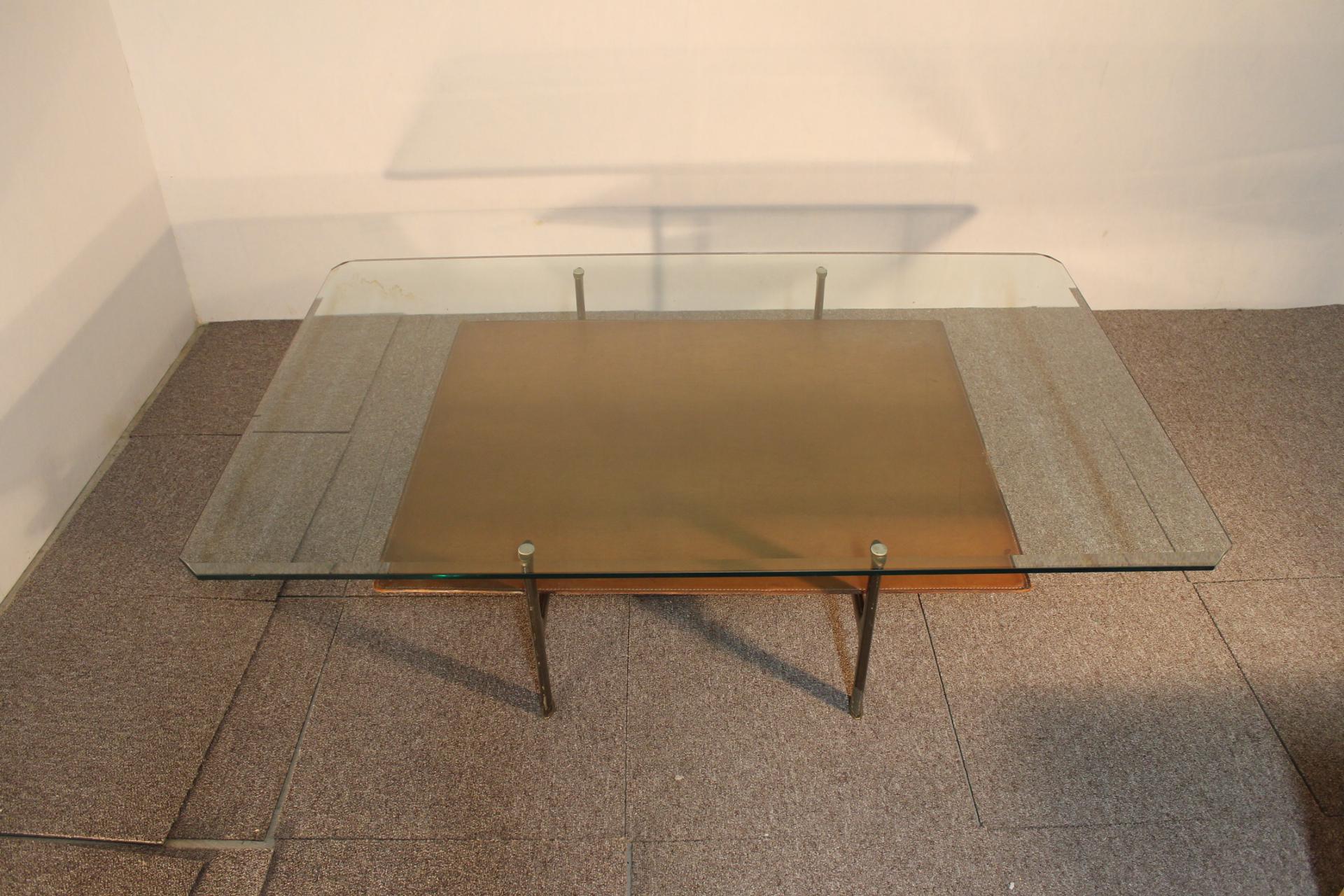 Aesthetic Movement Table 'Diesis' B&B Italia, Leather Coffee Table by Antonio Citterio